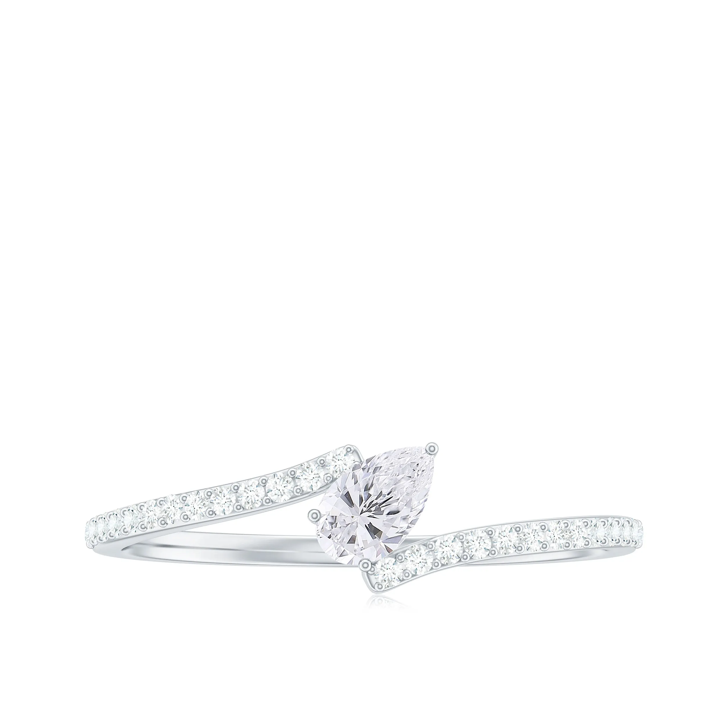 Tilted Pear Shape Diamond Bypass Promise Ring