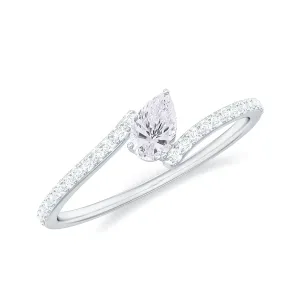 Tilted Pear Shape Diamond Bypass Promise Ring