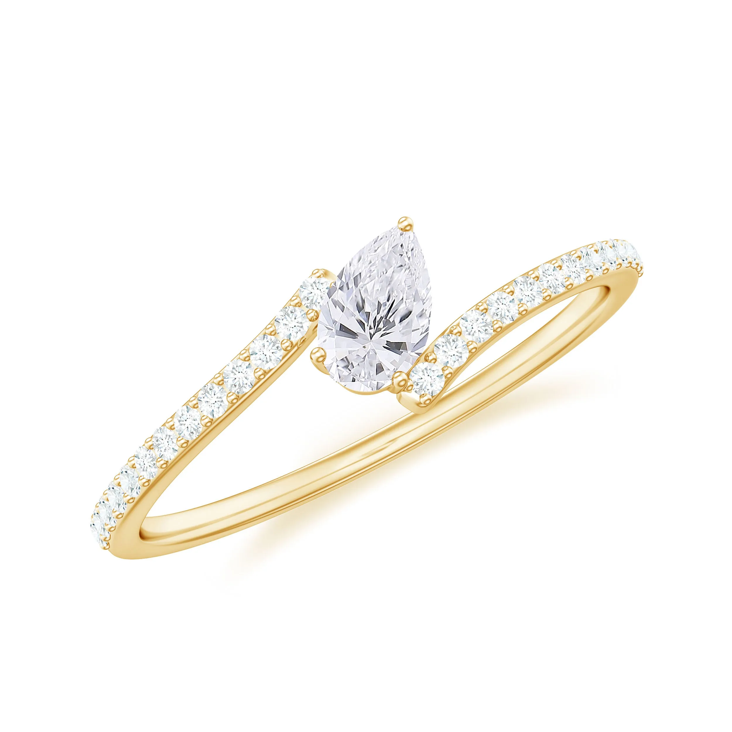 Tilted Pear Shape Diamond Bypass Promise Ring