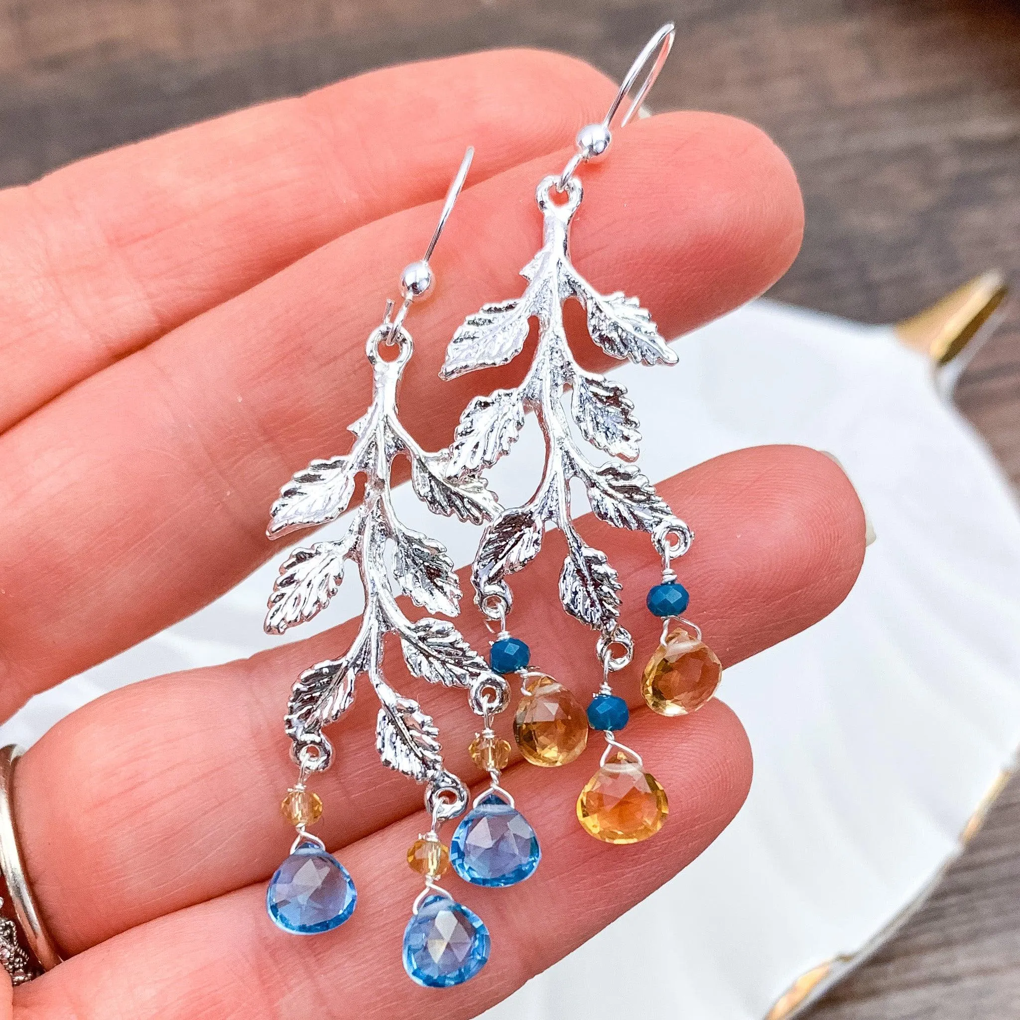 Ukraine 🇺🇦Fundraiser - Topaz & Citrine Vine Earrings