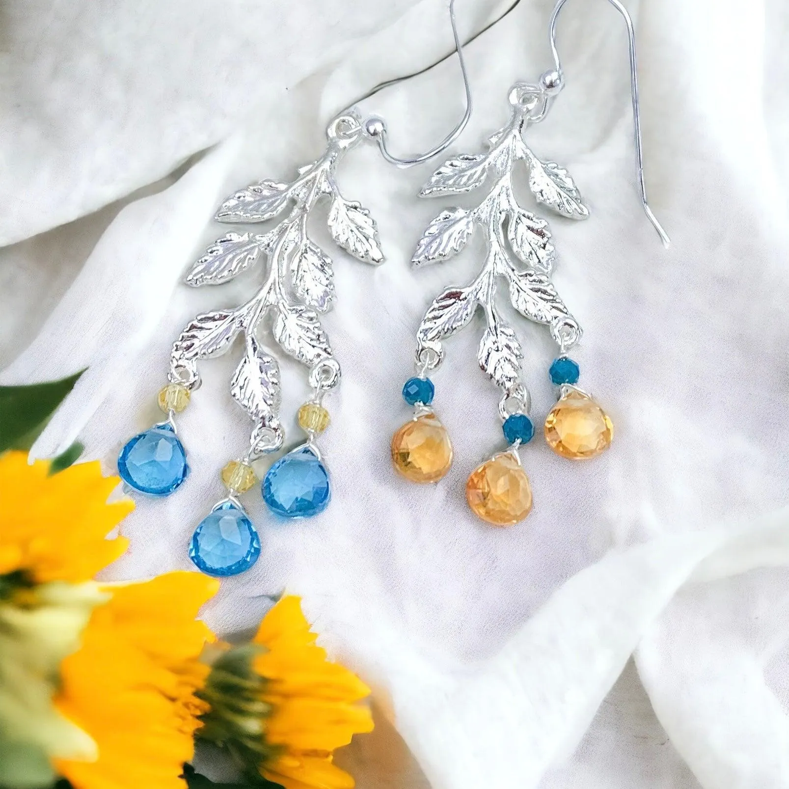 Ukraine 🇺🇦Fundraiser - Topaz & Citrine Vine Earrings