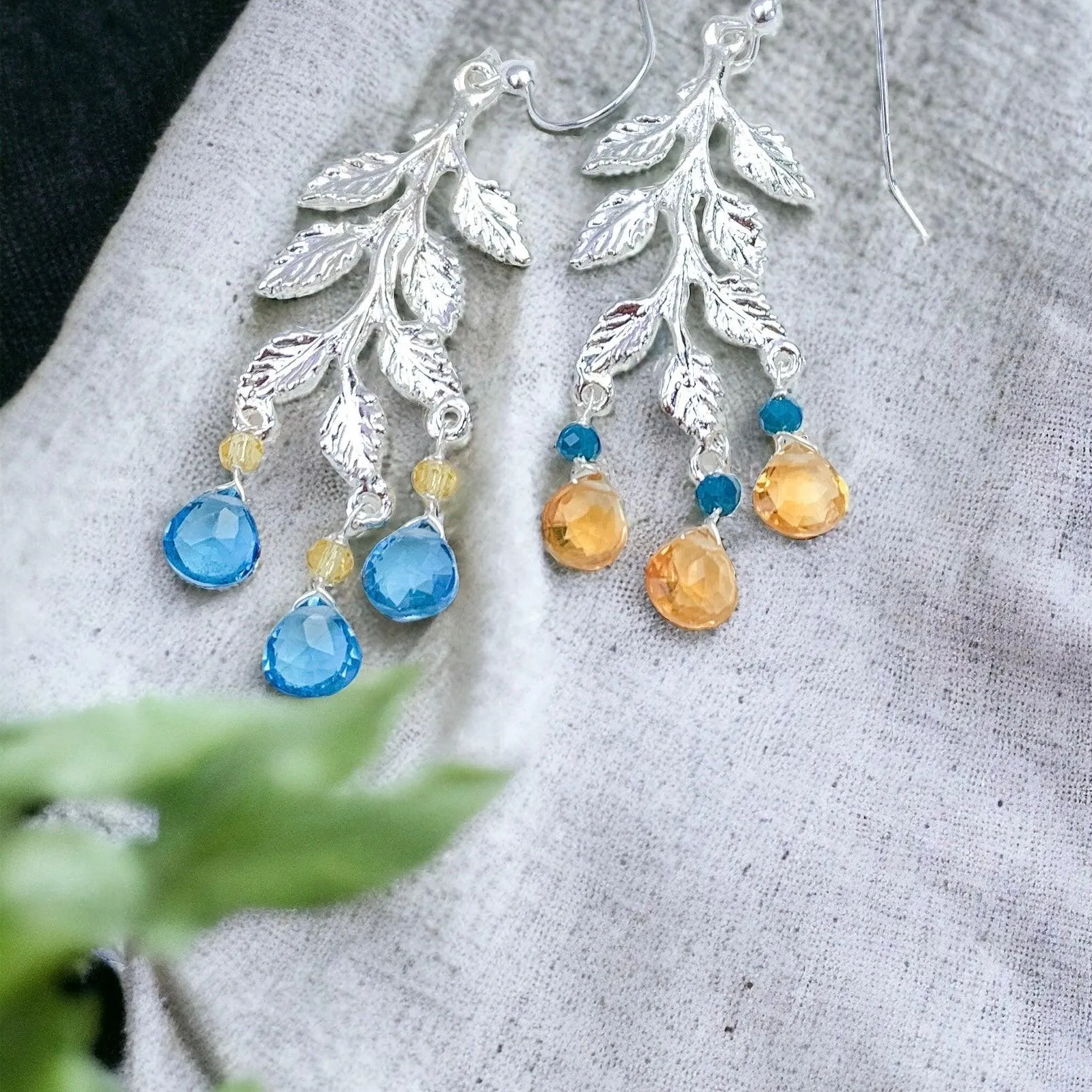 Ukraine 🇺🇦Fundraiser - Topaz & Citrine Vine Earrings