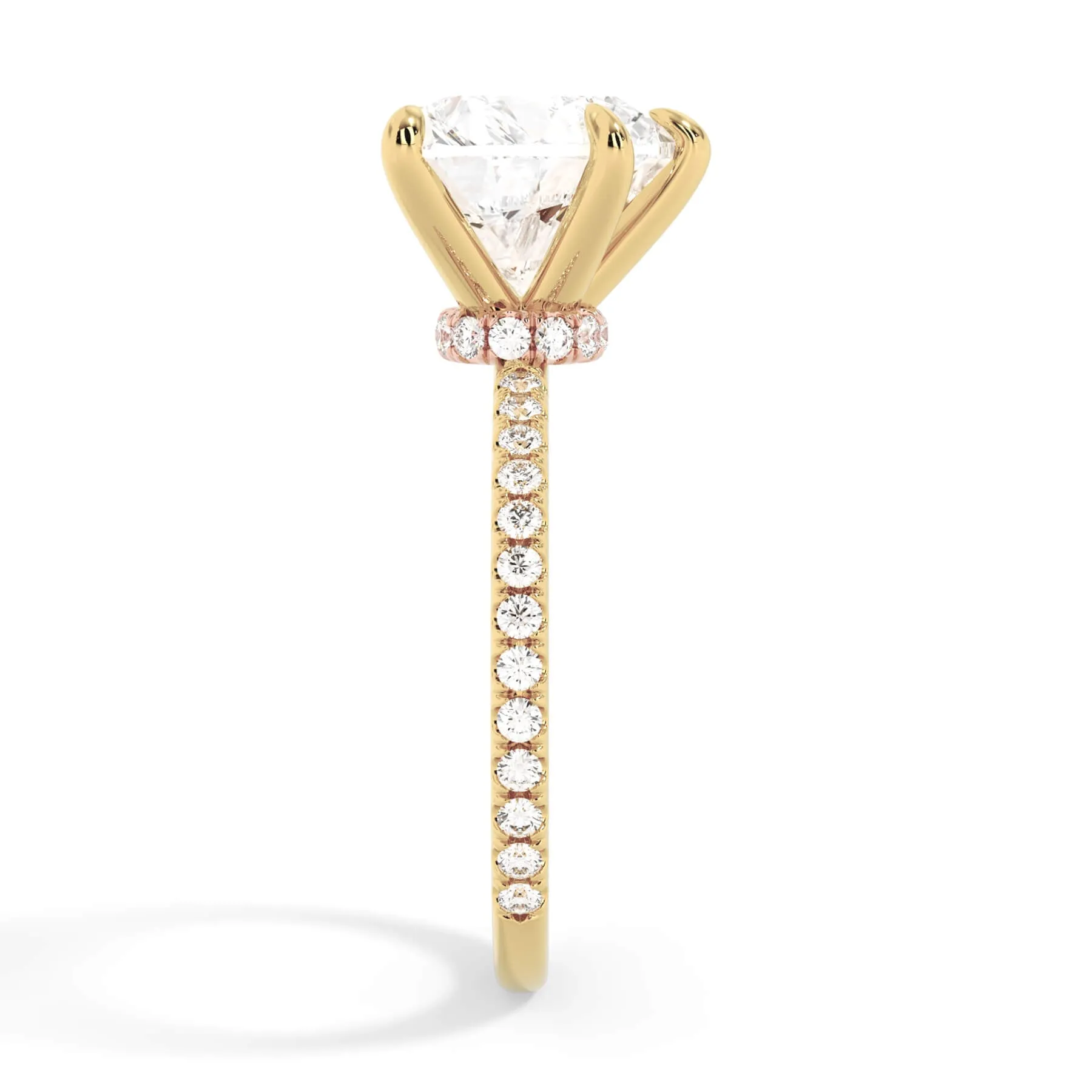 Under Halo with Diamond Shank Engagement Ring - Rose Gold Wrap