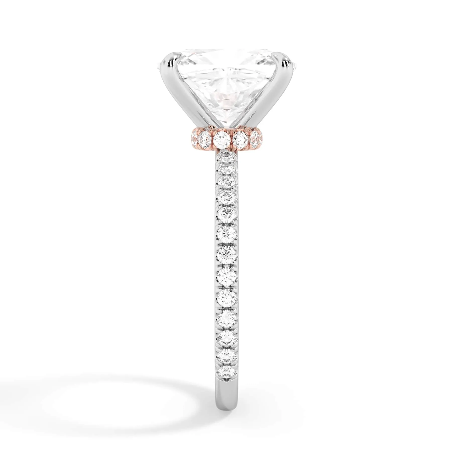 Under Halo with Diamond Shank Engagement Ring - Rose Gold Wrap