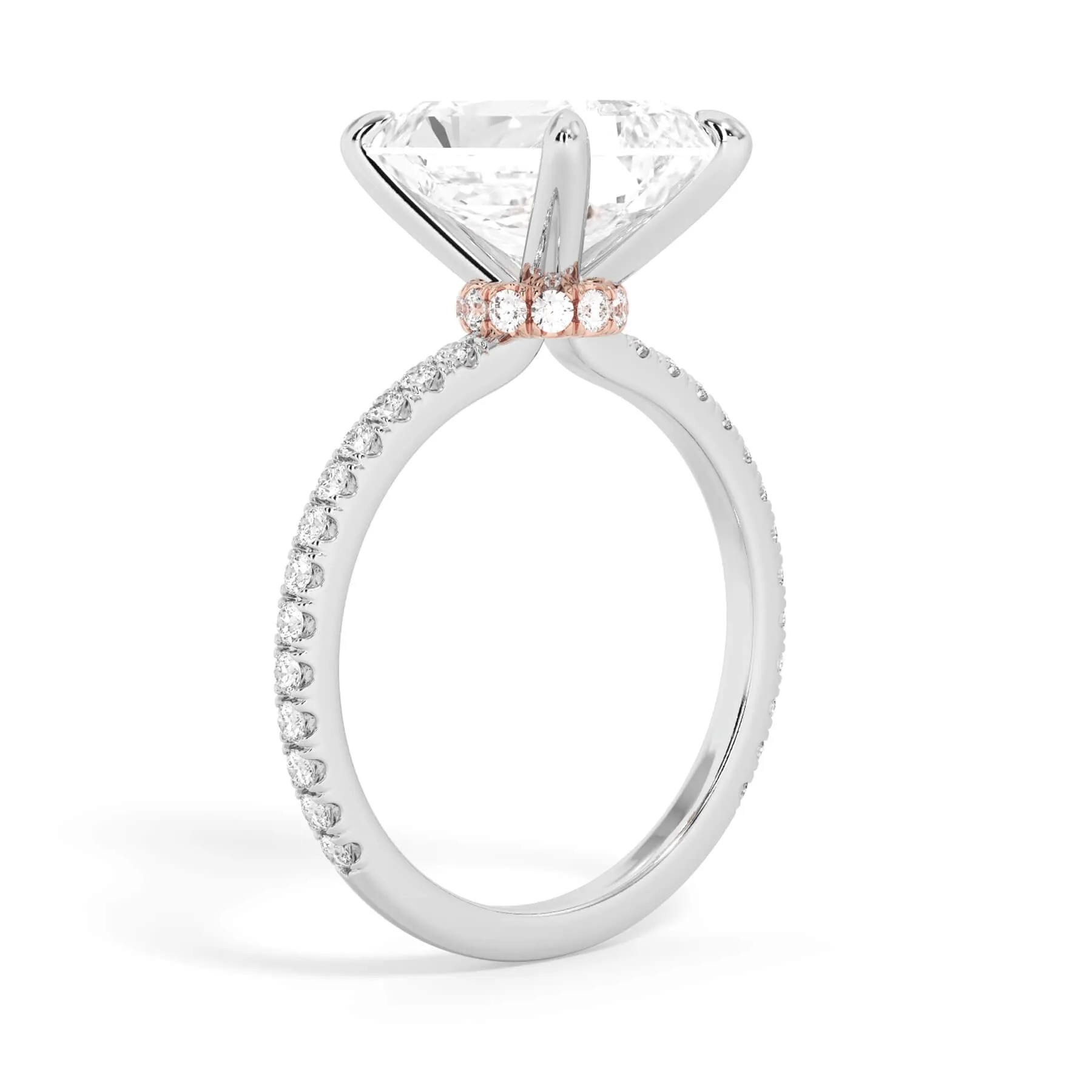 Under Halo with Diamond Shank Engagement Ring - Rose Gold Wrap