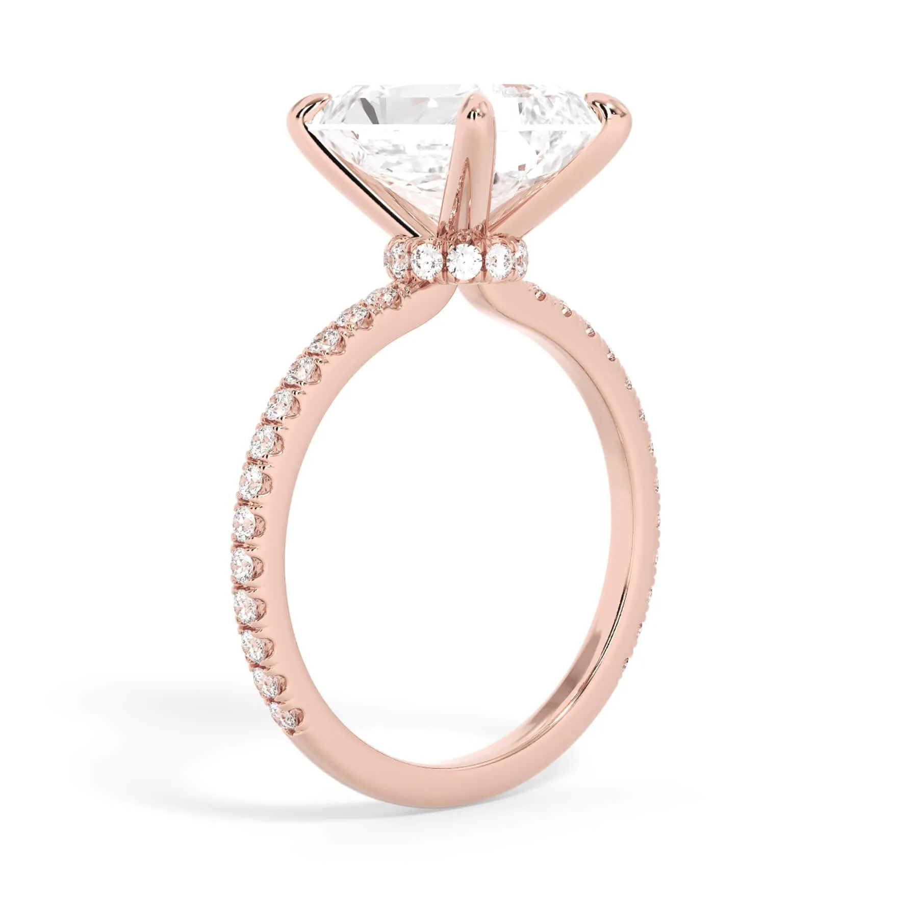 Under Halo with Diamond Shank Engagement Ring - Rose Gold Wrap