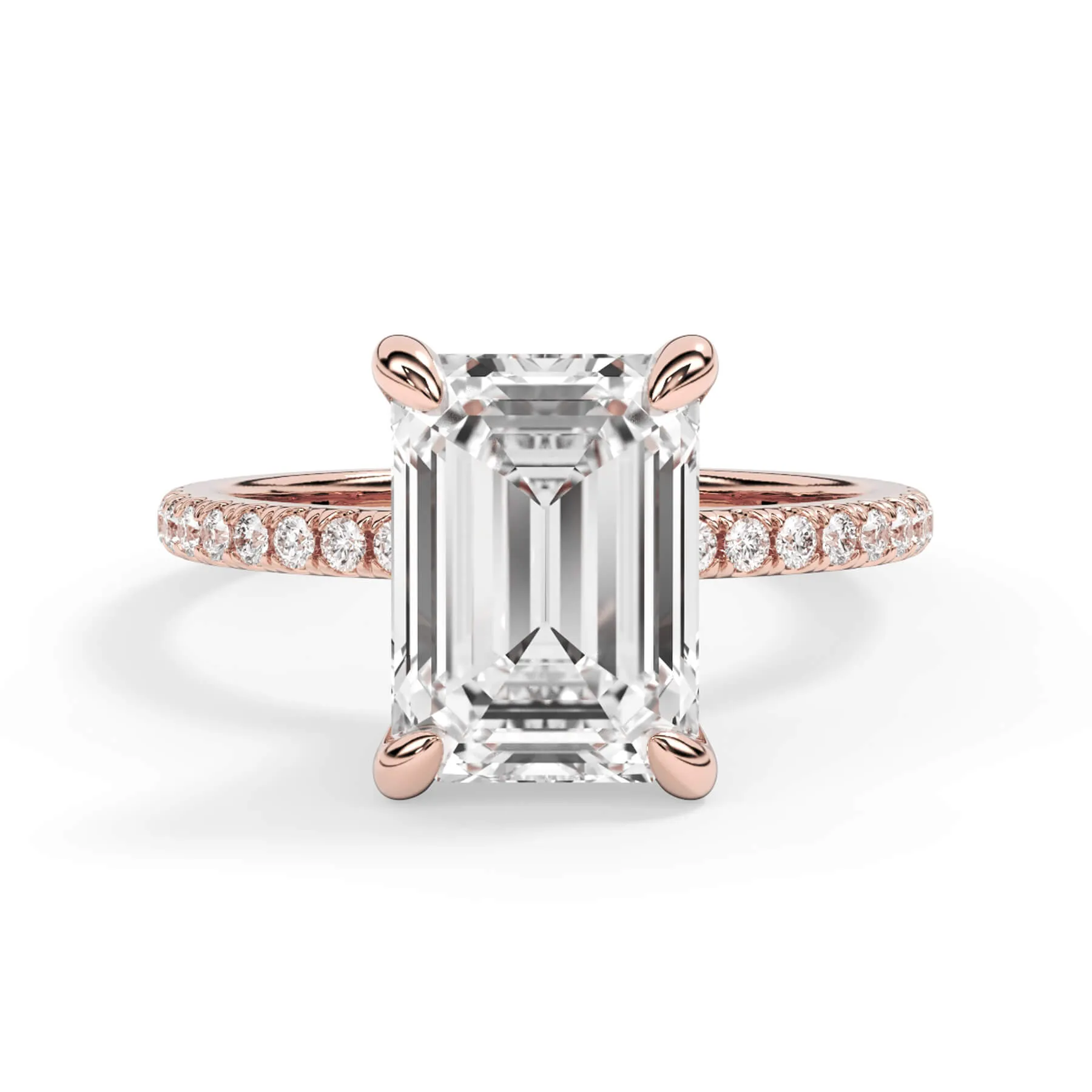 Under Halo with Diamond Shank Engagement Ring - Rose Gold Wrap