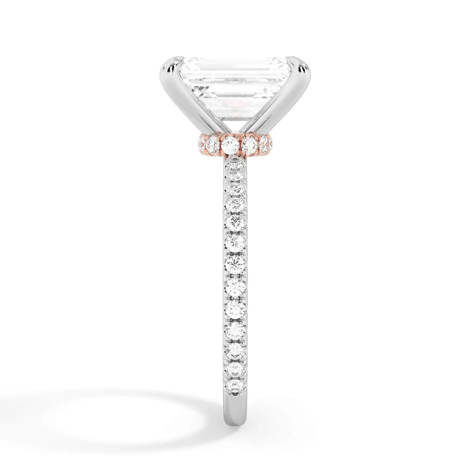 Under Halo with Diamond Shank Engagement Ring - Rose Gold Wrap