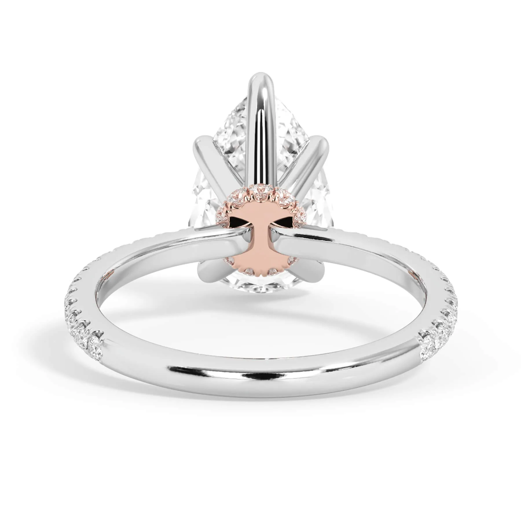 Under Halo with Diamond Shank Engagement Ring - Rose Gold Wrap