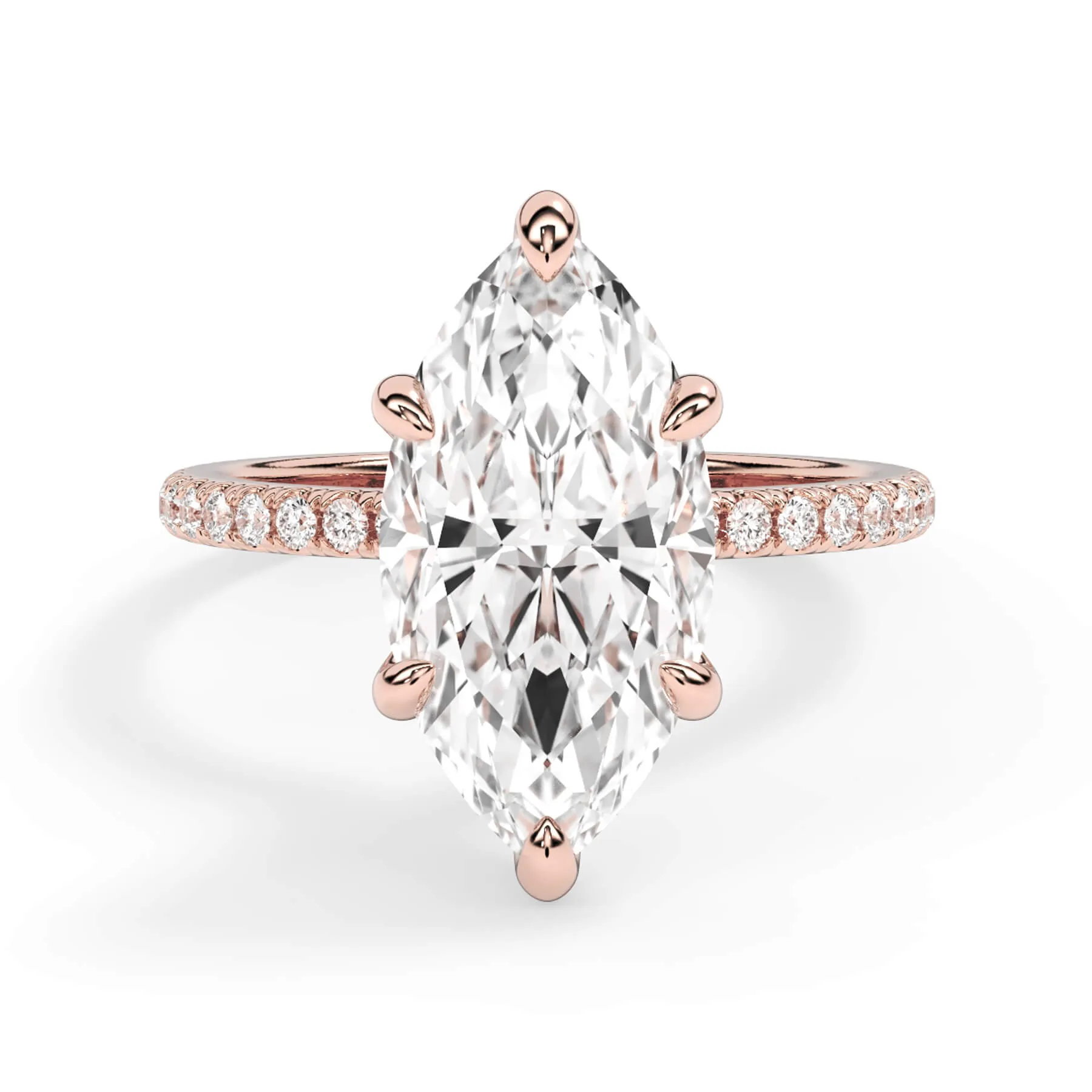 Under Halo with Diamond Shank Engagement Ring - Rose Gold Wrap