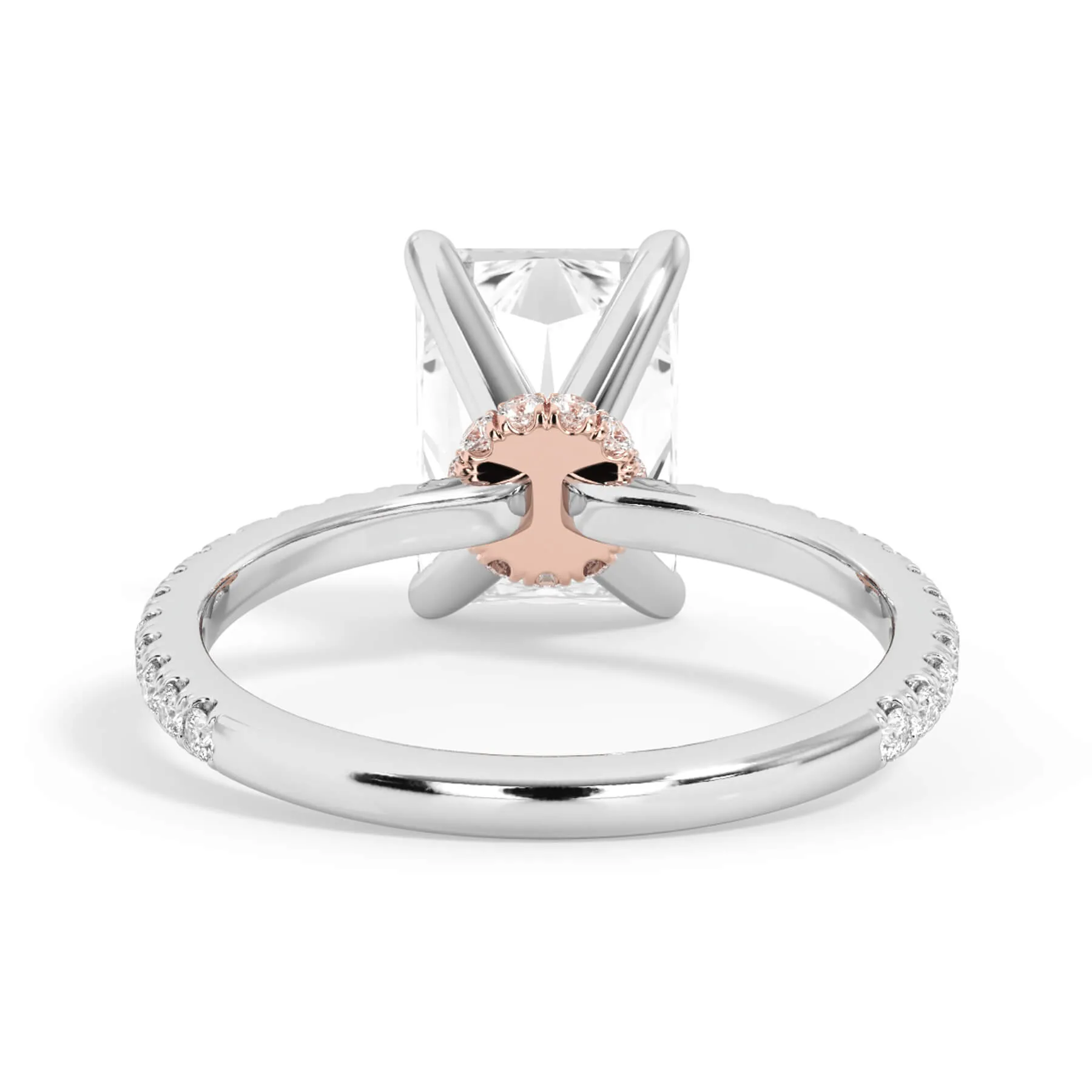 Under Halo with Diamond Shank Engagement Ring - Rose Gold Wrap