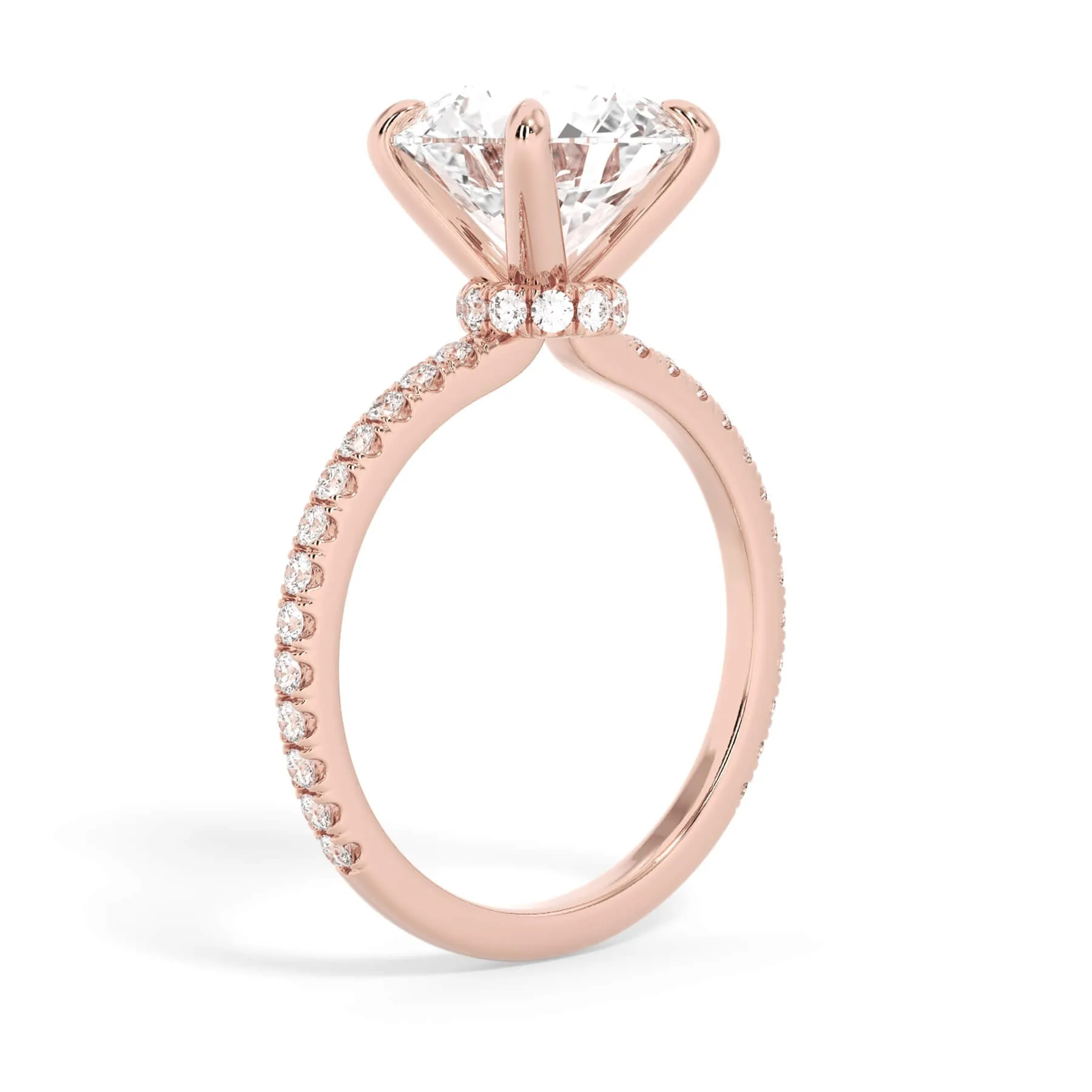 Under Halo with Diamond Shank Engagement Ring - Rose Gold Wrap