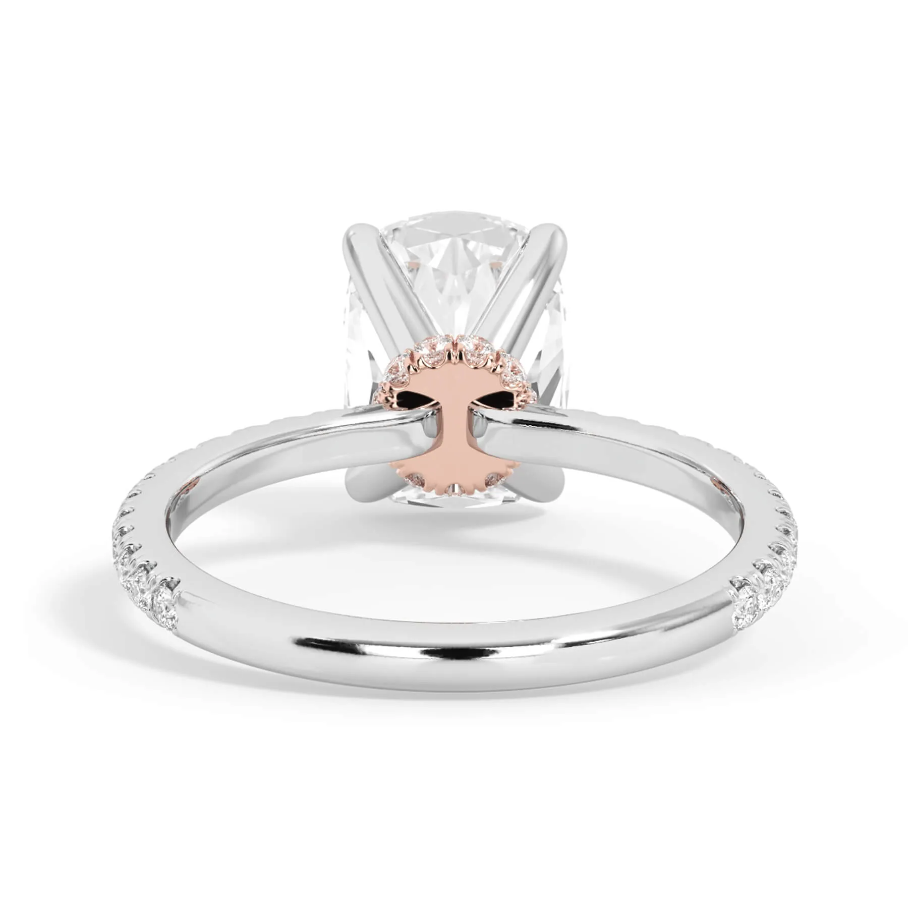 Under Halo with Diamond Shank Engagement Ring - Rose Gold Wrap