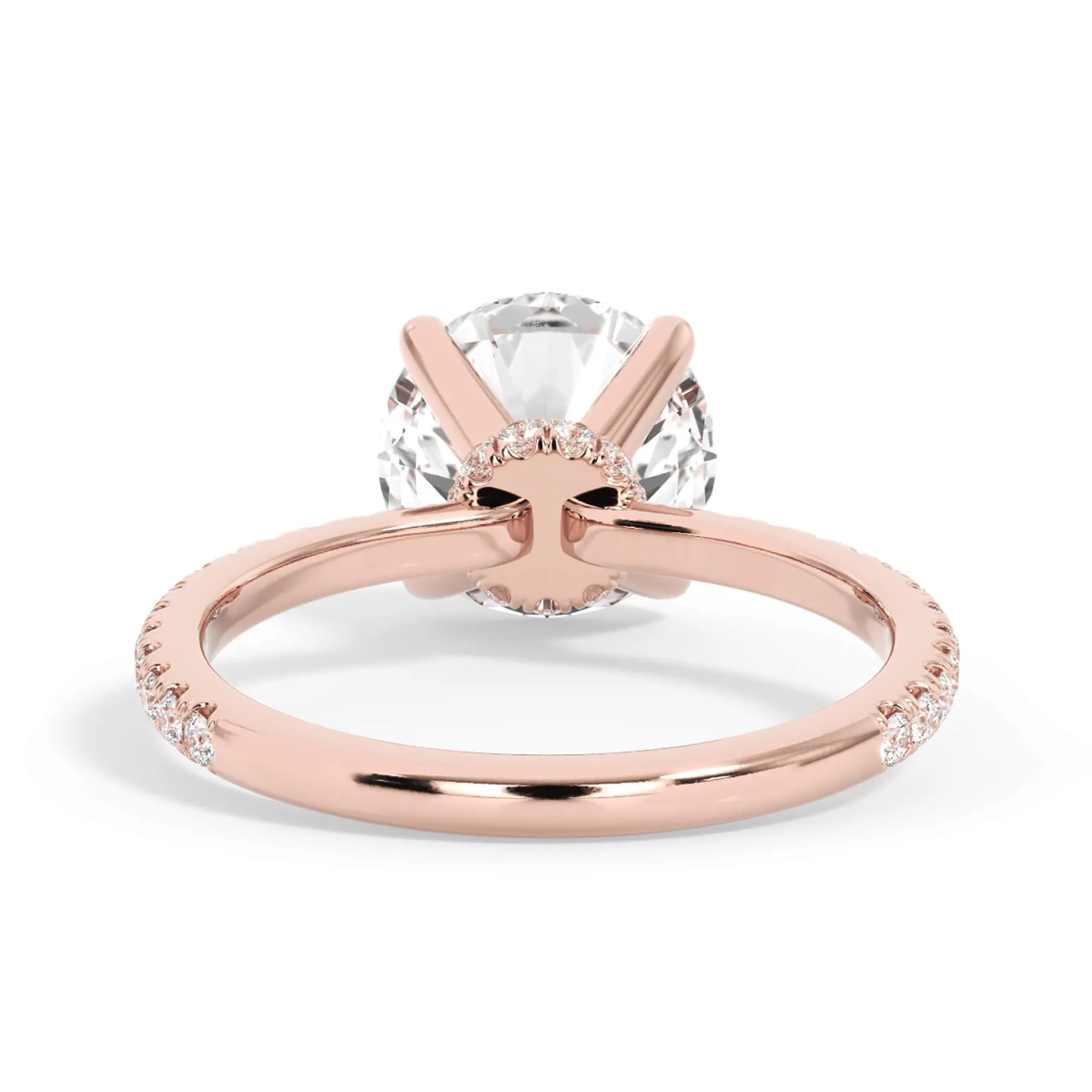 Under Halo with Diamond Shank Engagement Ring - Rose Gold Wrap