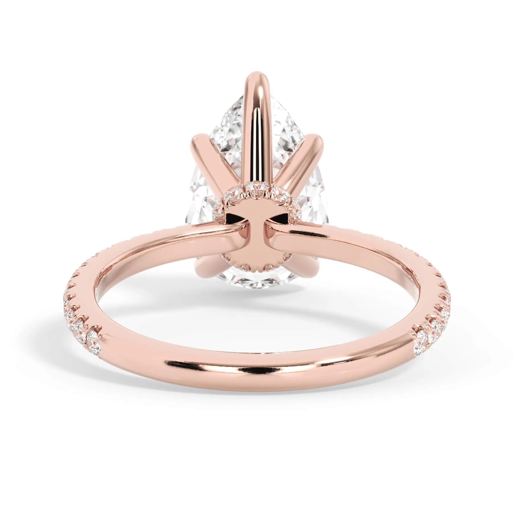 Under Halo with Diamond Shank Engagement Ring - Rose Gold Wrap