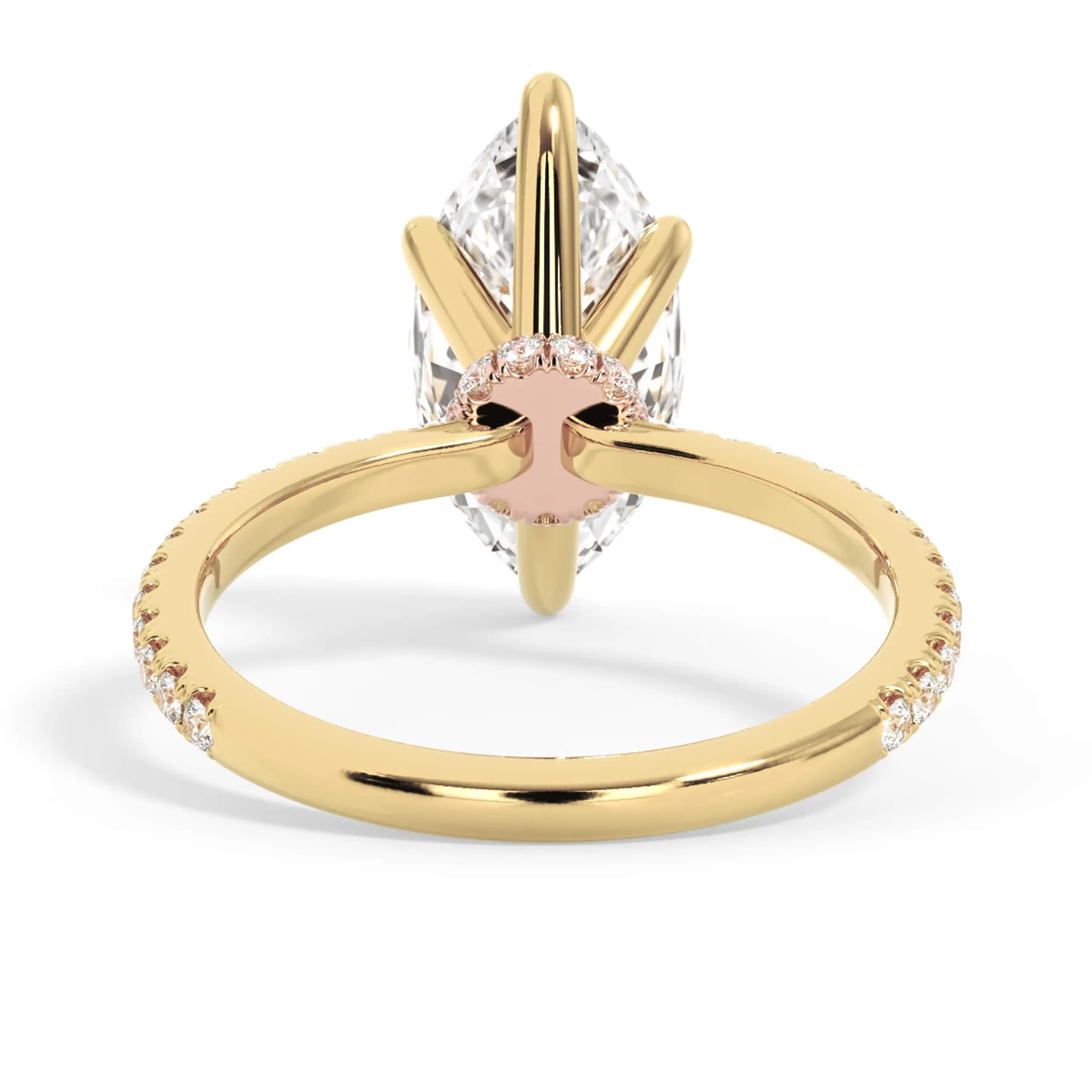 Under Halo with Diamond Shank Engagement Ring - Rose Gold Wrap