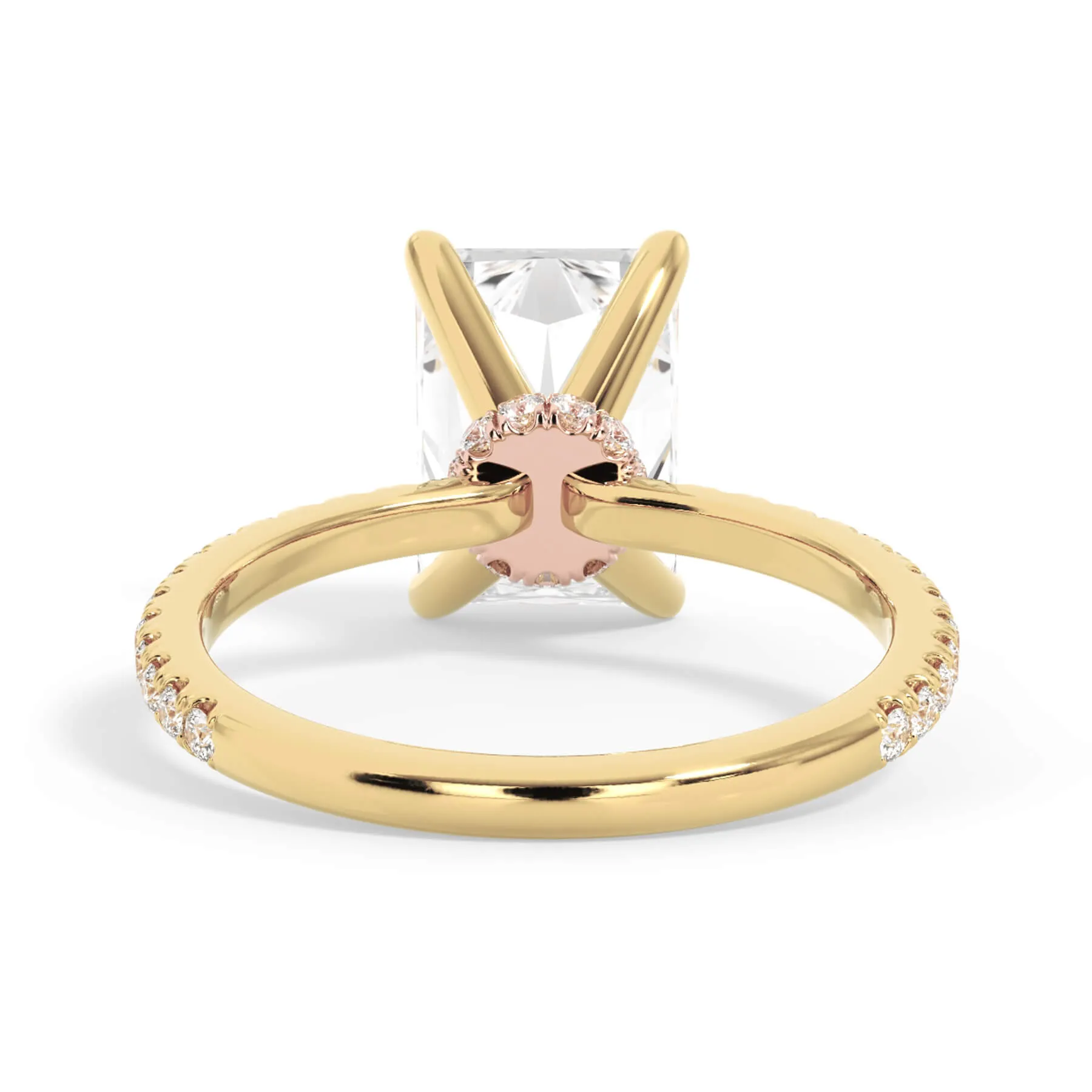 Under Halo with Diamond Shank Engagement Ring - Rose Gold Wrap