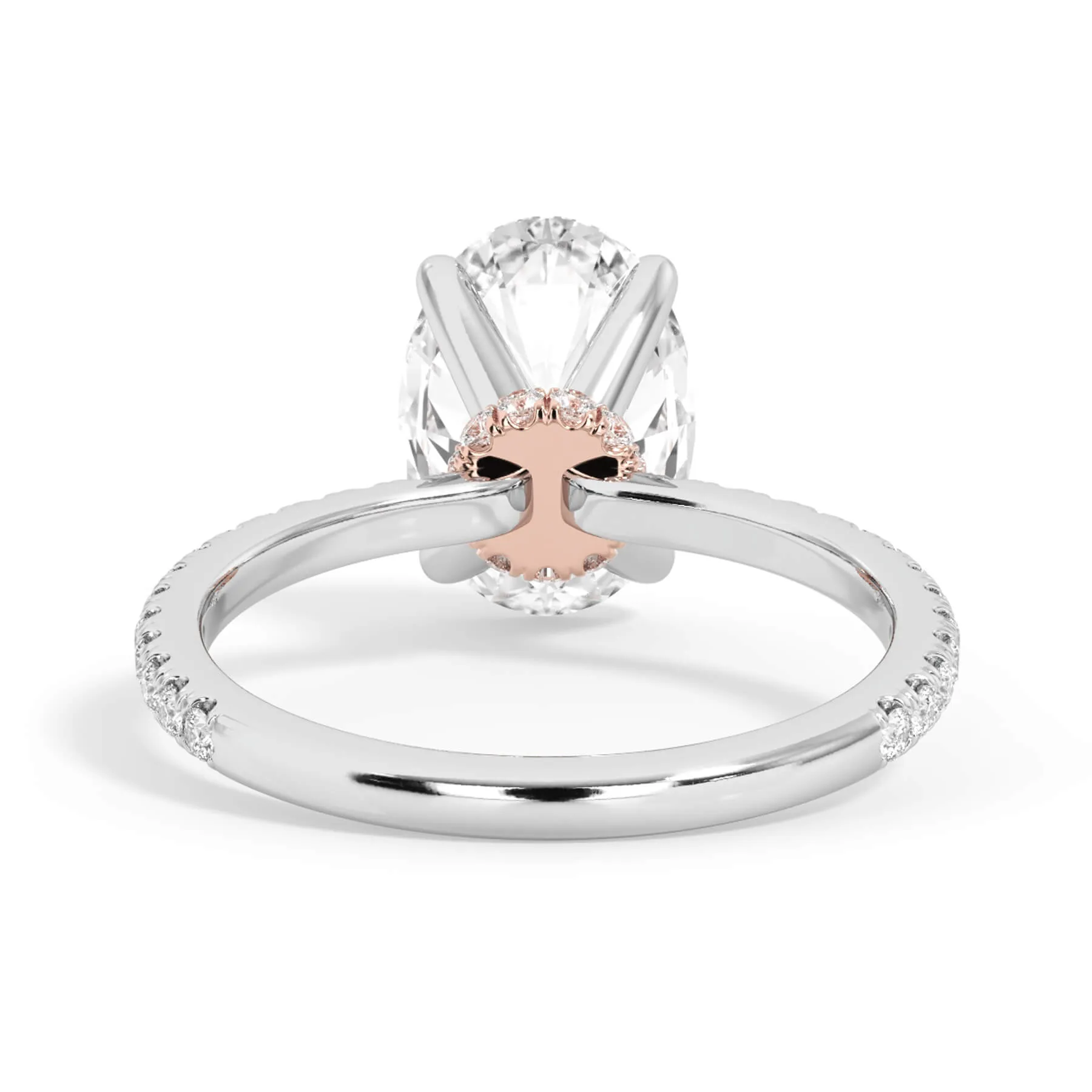 Under Halo with Diamond Shank Engagement Ring - Rose Gold Wrap