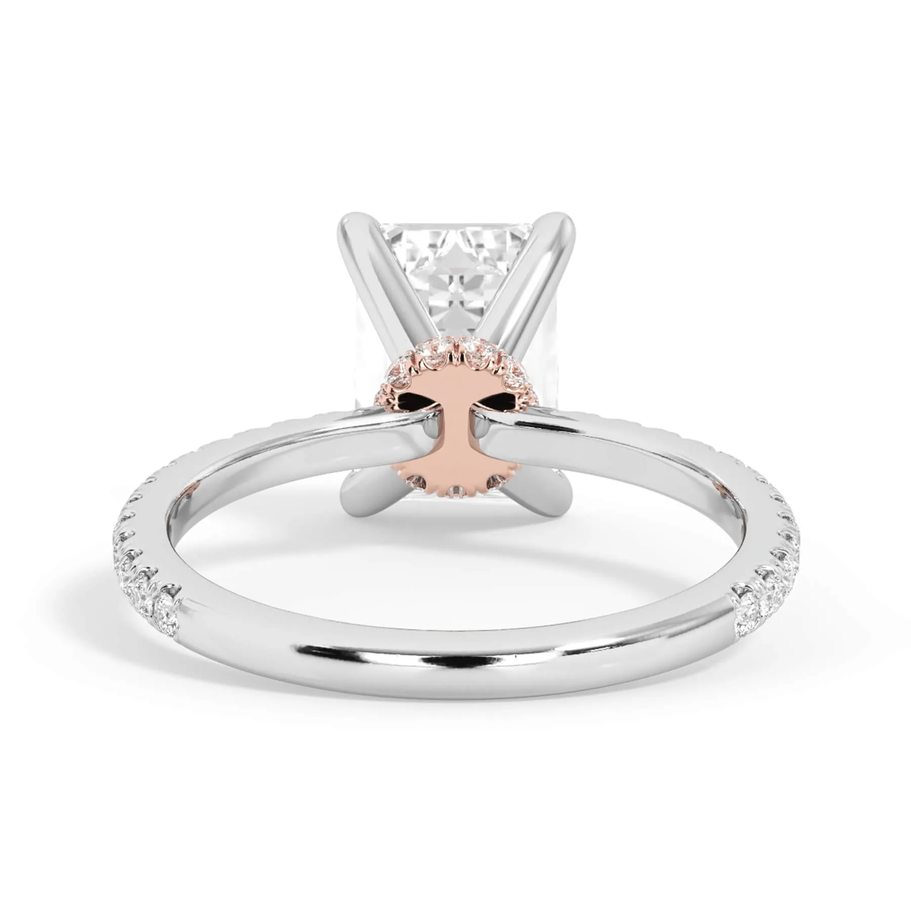 Under Halo with Diamond Shank Engagement Ring - Rose Gold Wrap