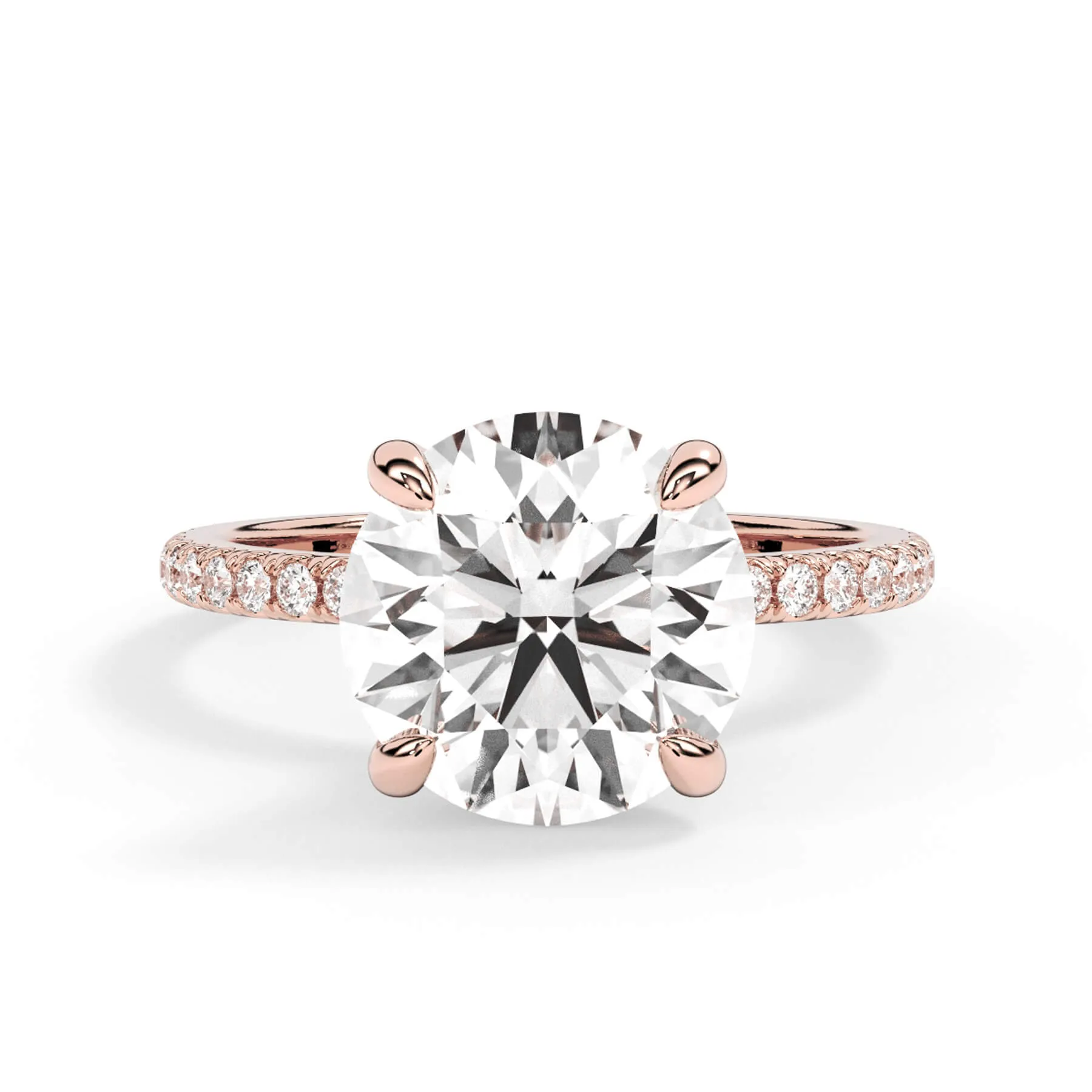 Under Halo with Diamond Shank Engagement Ring - Rose Gold Wrap