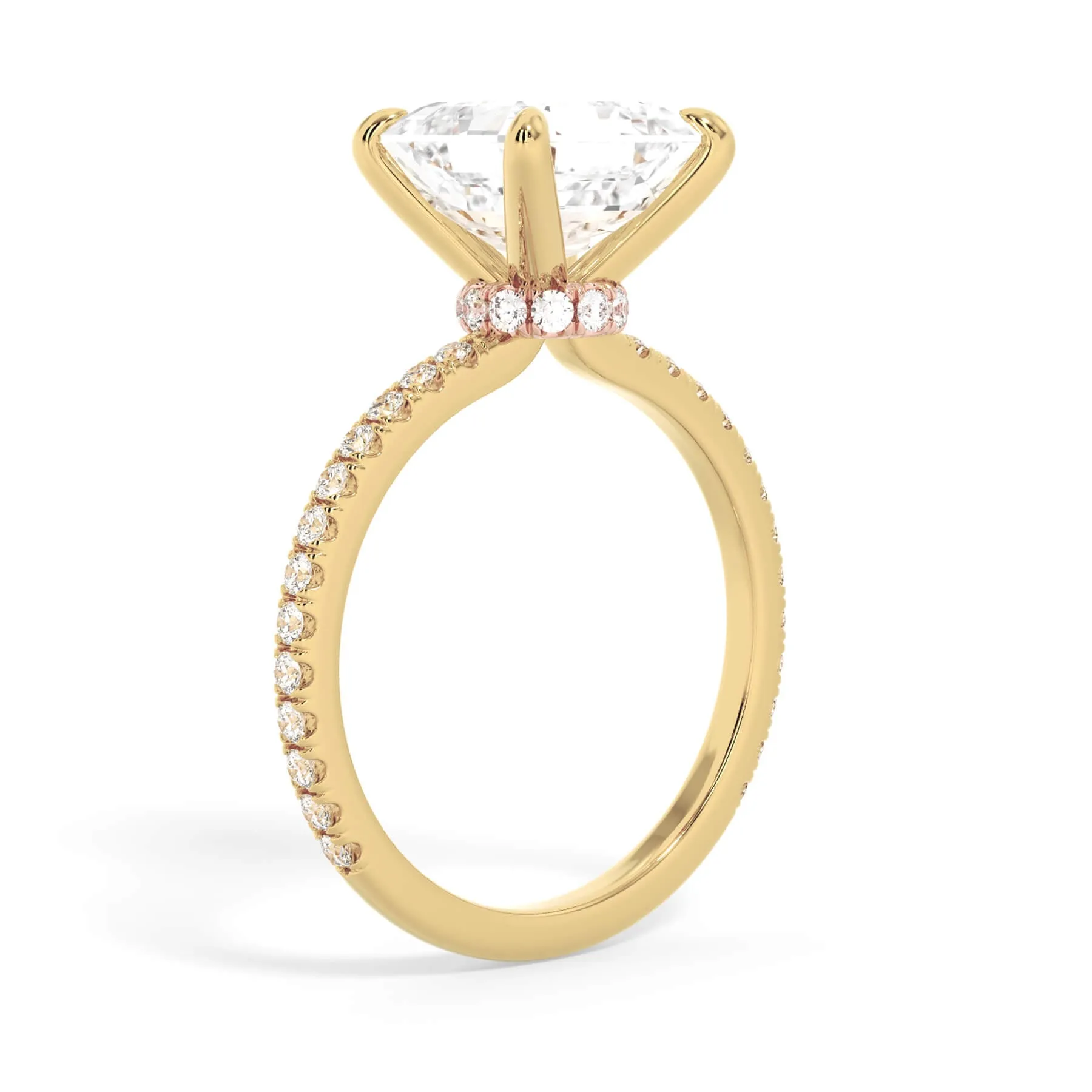 Under Halo with Diamond Shank Engagement Ring - Rose Gold Wrap