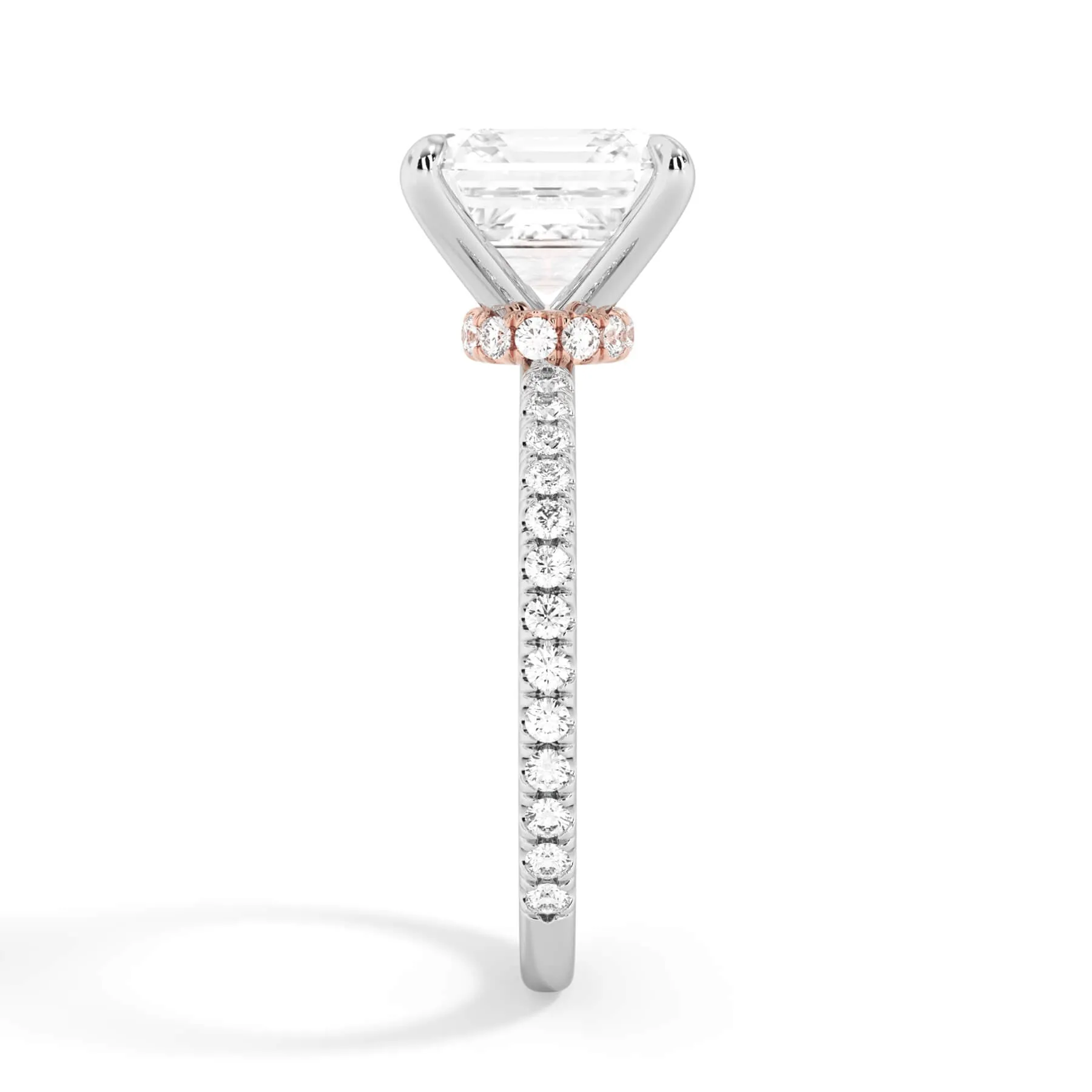 Under Halo with Diamond Shank Engagement Ring - Rose Gold Wrap