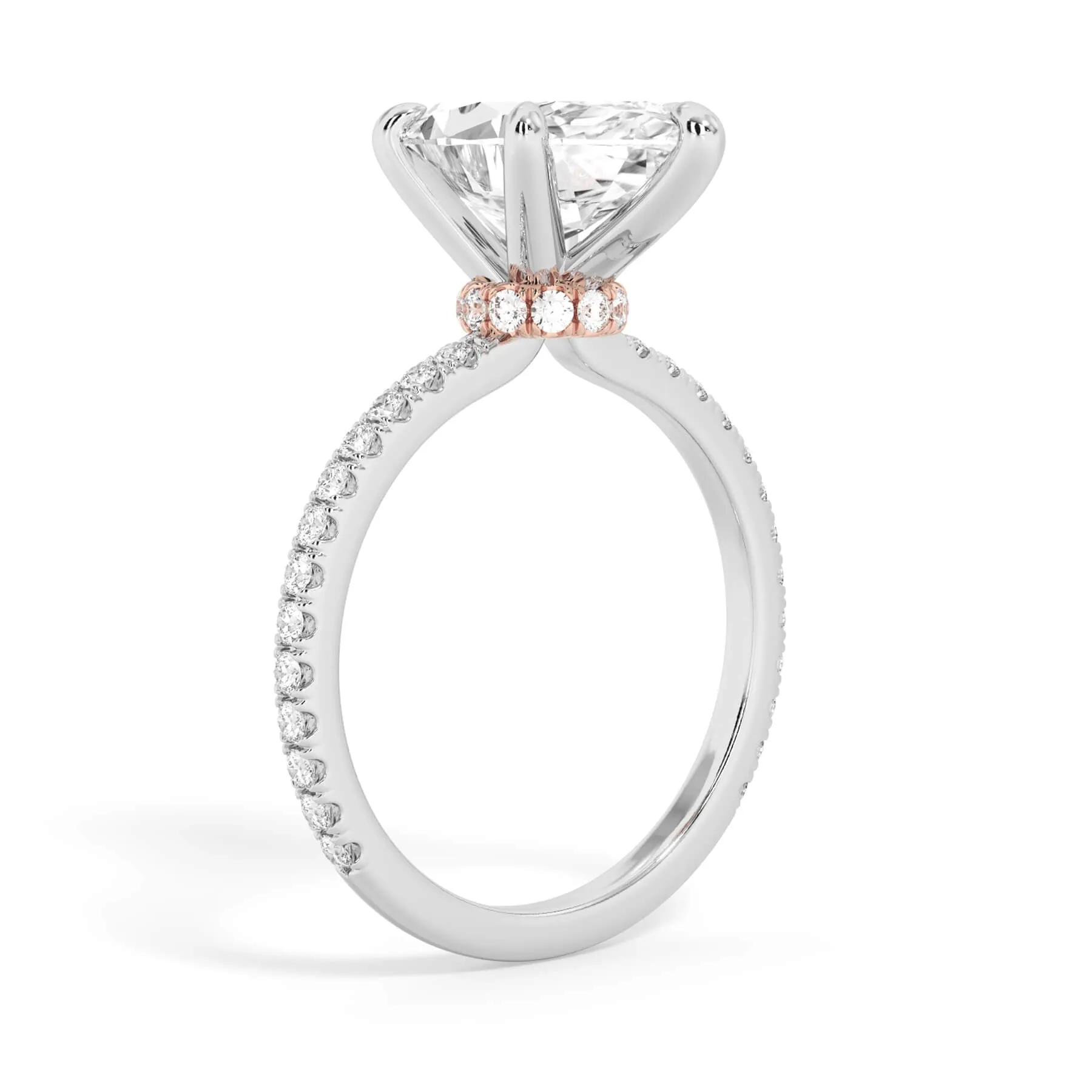 Under Halo with Diamond Shank Engagement Ring - Rose Gold Wrap