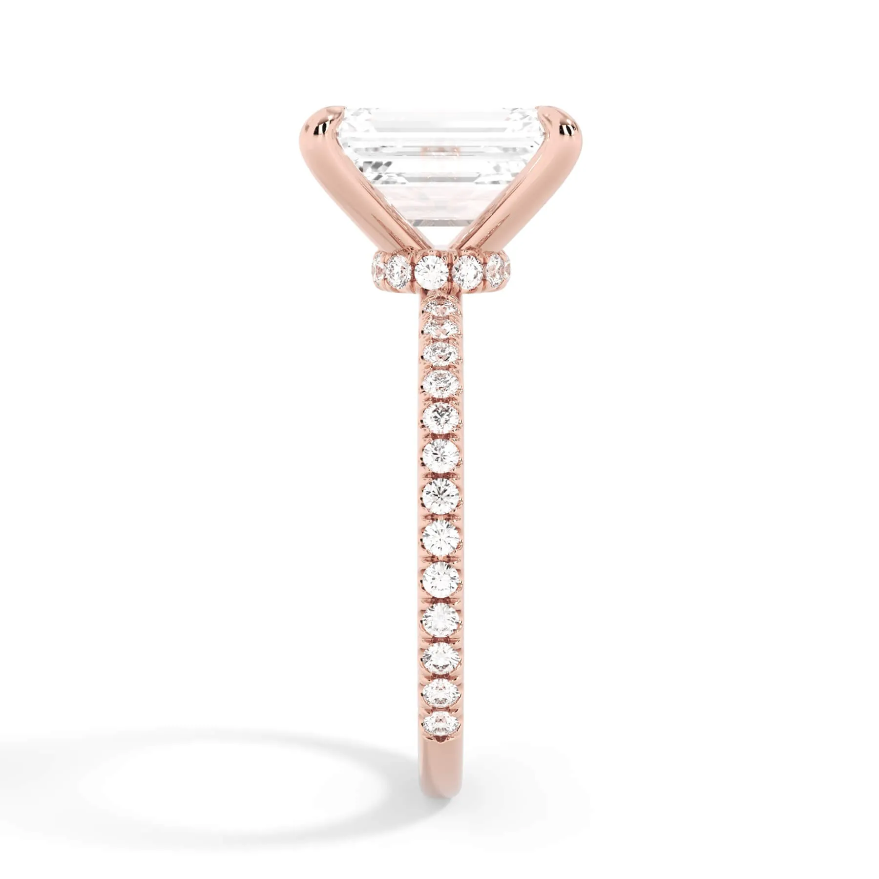 Under Halo with Diamond Shank Engagement Ring - Rose Gold Wrap