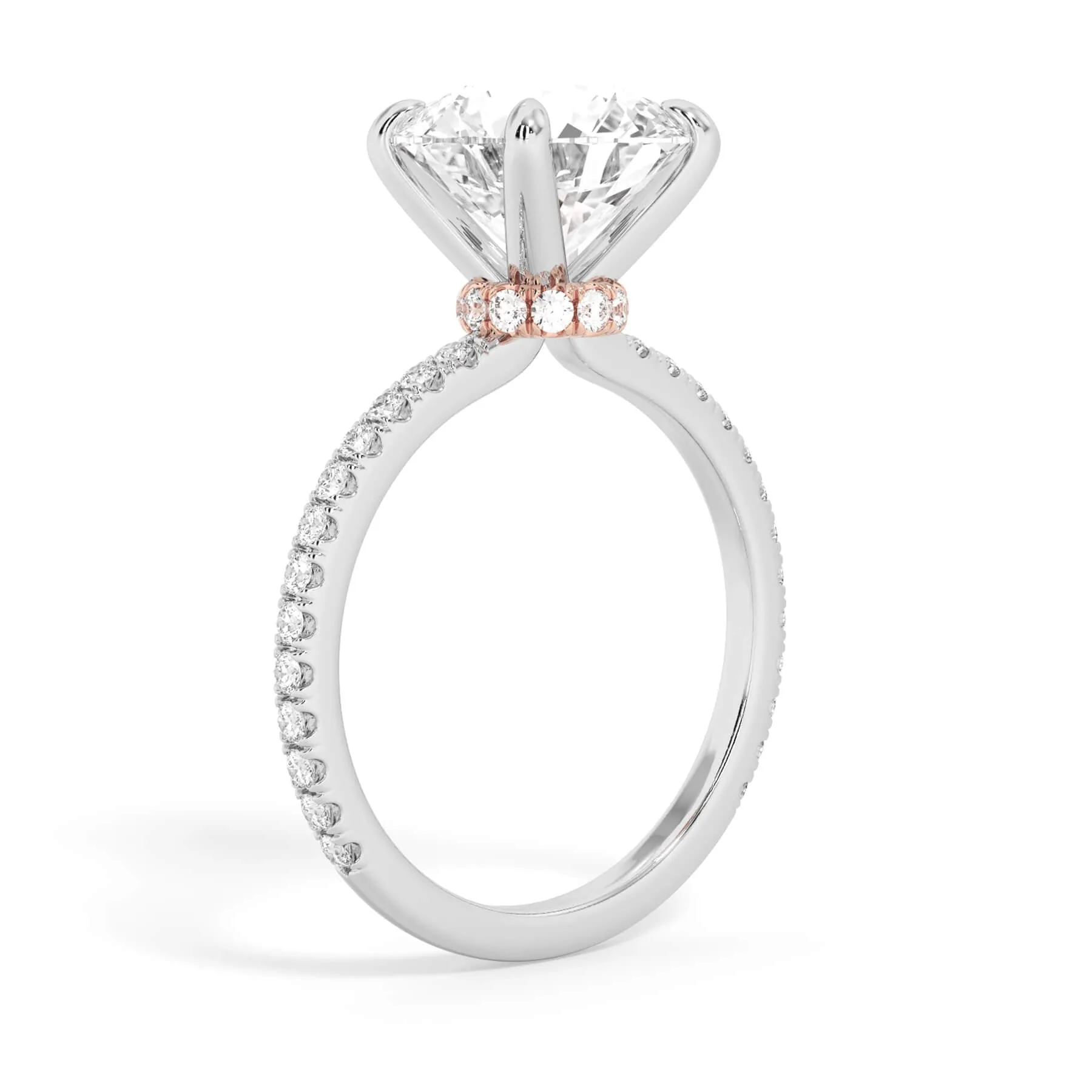 Under Halo with Diamond Shank Engagement Ring - Rose Gold Wrap