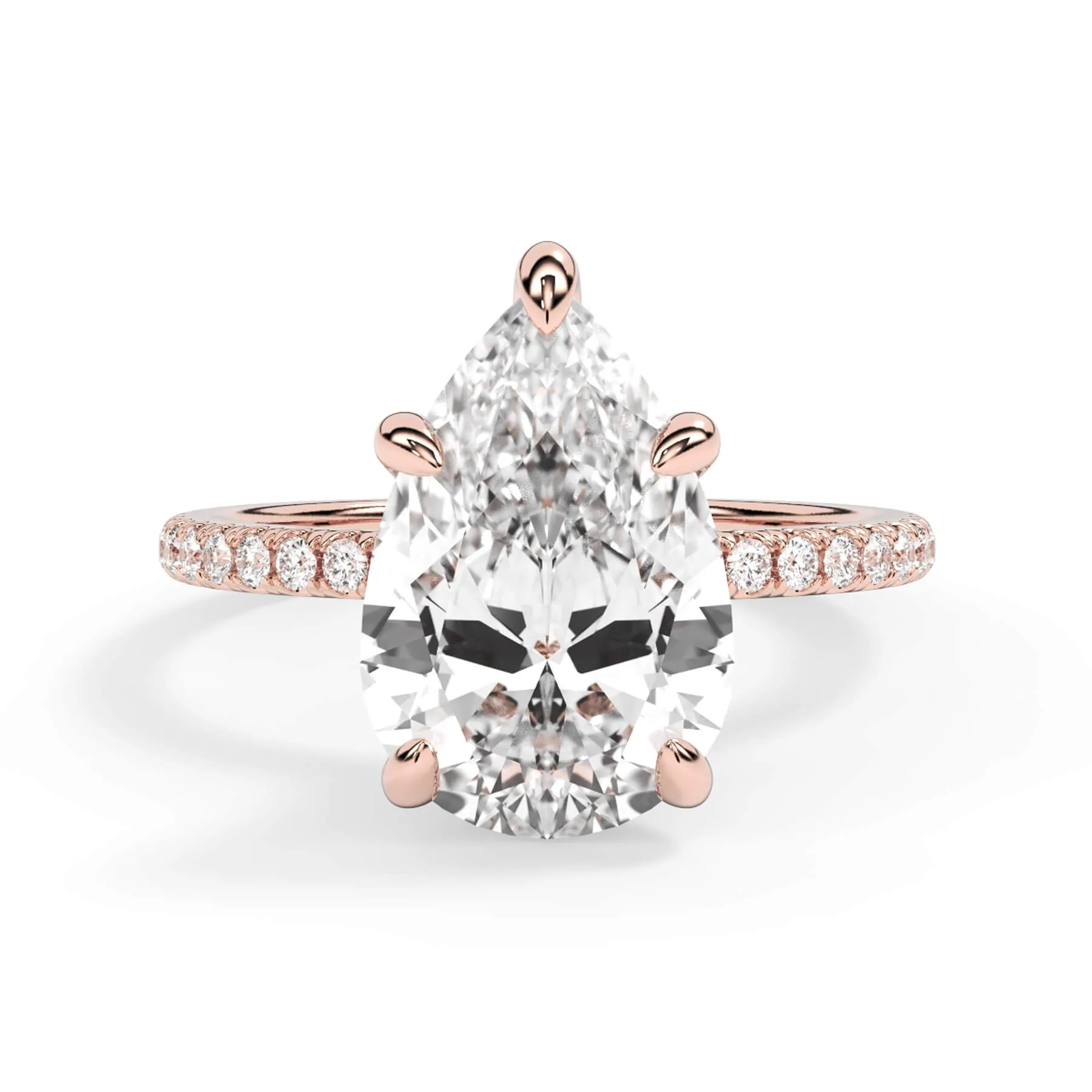 Under Halo with Diamond Shank Engagement Ring - Rose Gold Wrap