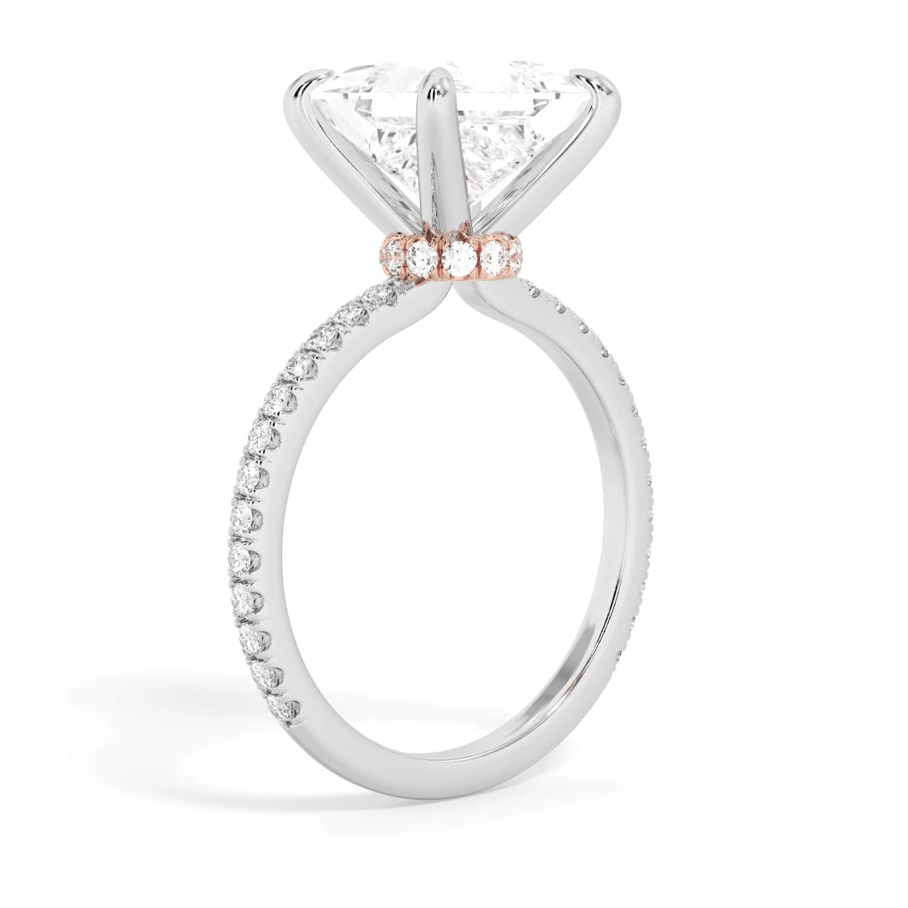 Under Halo with Diamond Shank Engagement Ring - Rose Gold Wrap