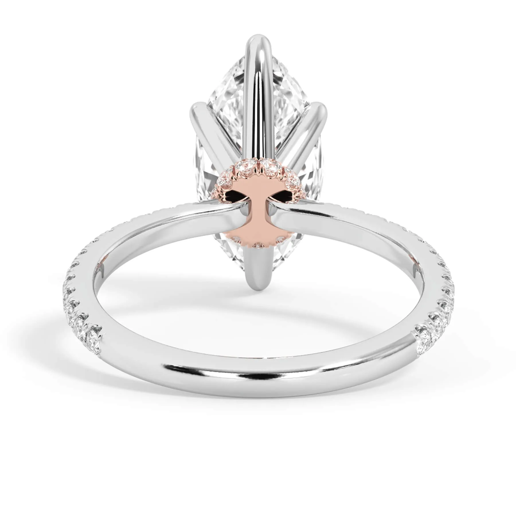 Under Halo with Diamond Shank Engagement Ring - Rose Gold Wrap