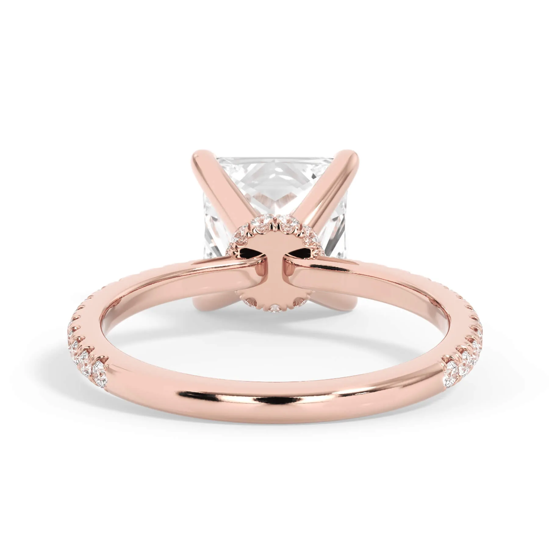 Under Halo with Diamond Shank Engagement Ring - Rose Gold Wrap