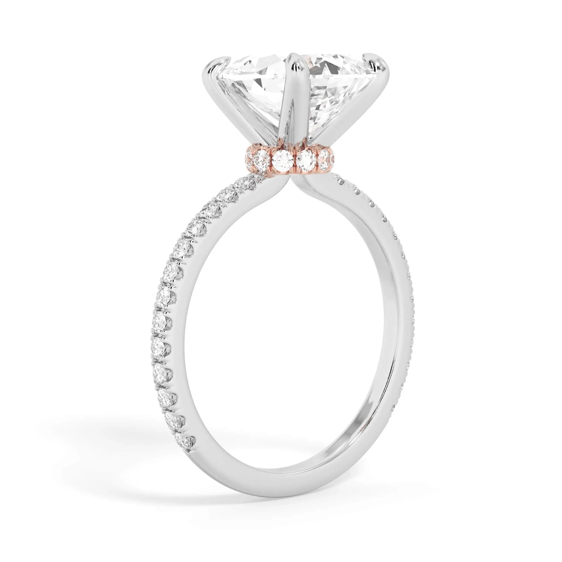 Under Halo with Diamond Shank Engagement Ring - Rose Gold Wrap