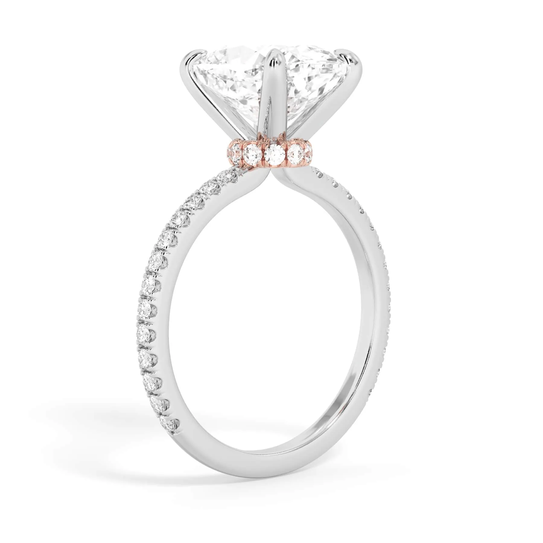 Under Halo with Diamond Shank Engagement Ring - Rose Gold Wrap