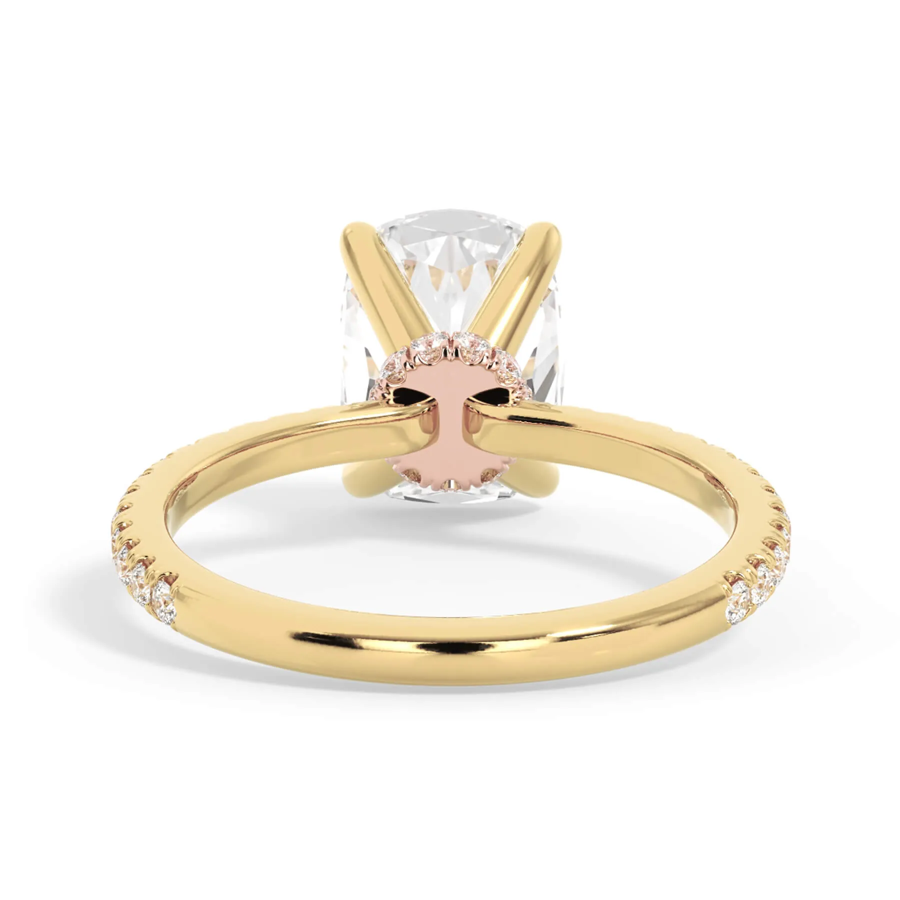 Under Halo with Diamond Shank Engagement Ring - Rose Gold Wrap