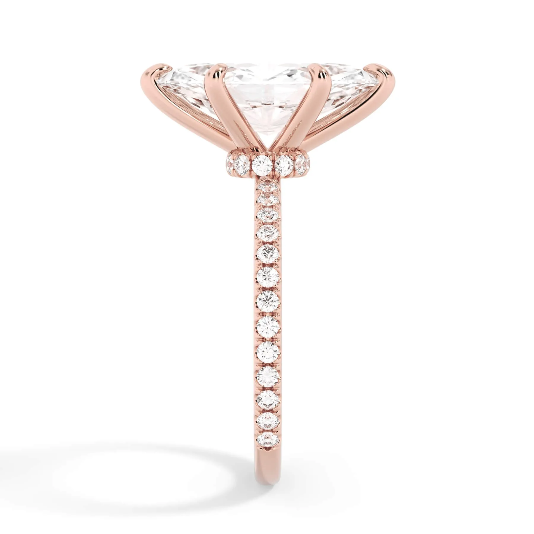 Under Halo with Diamond Shank Engagement Ring - Rose Gold Wrap