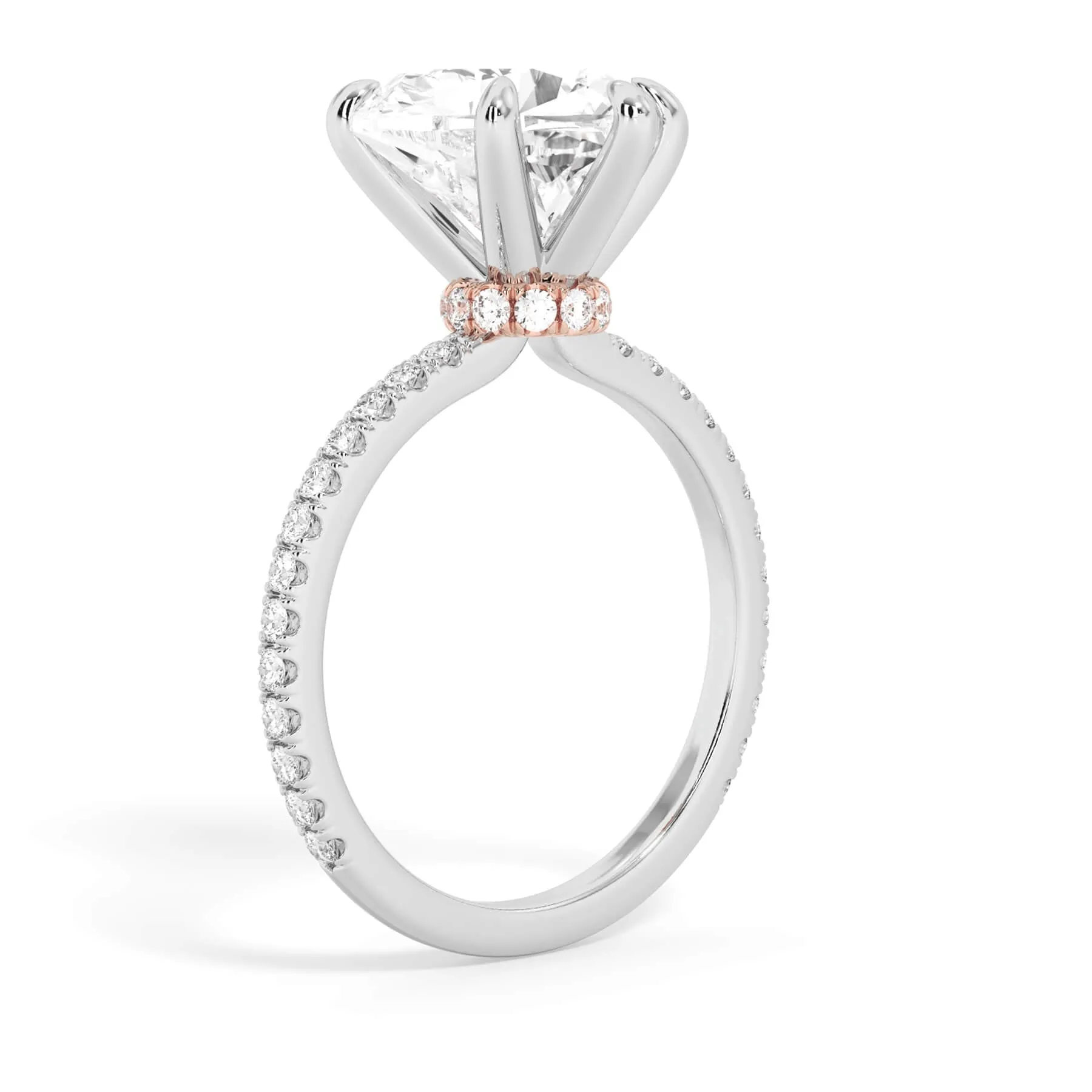 Under Halo with Diamond Shank Engagement Ring - Rose Gold Wrap