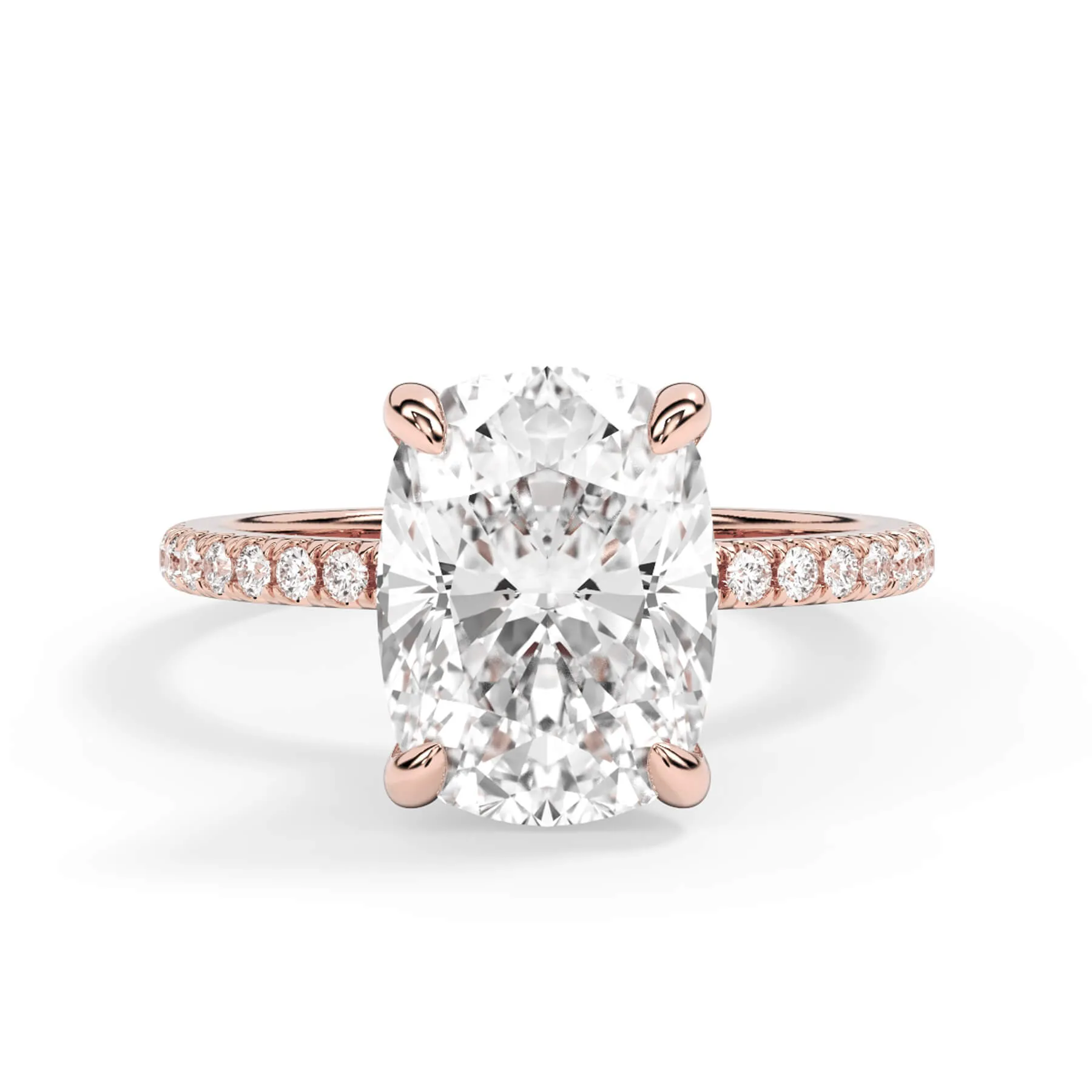 Under Halo with Diamond Shank Engagement Ring - Rose Gold Wrap