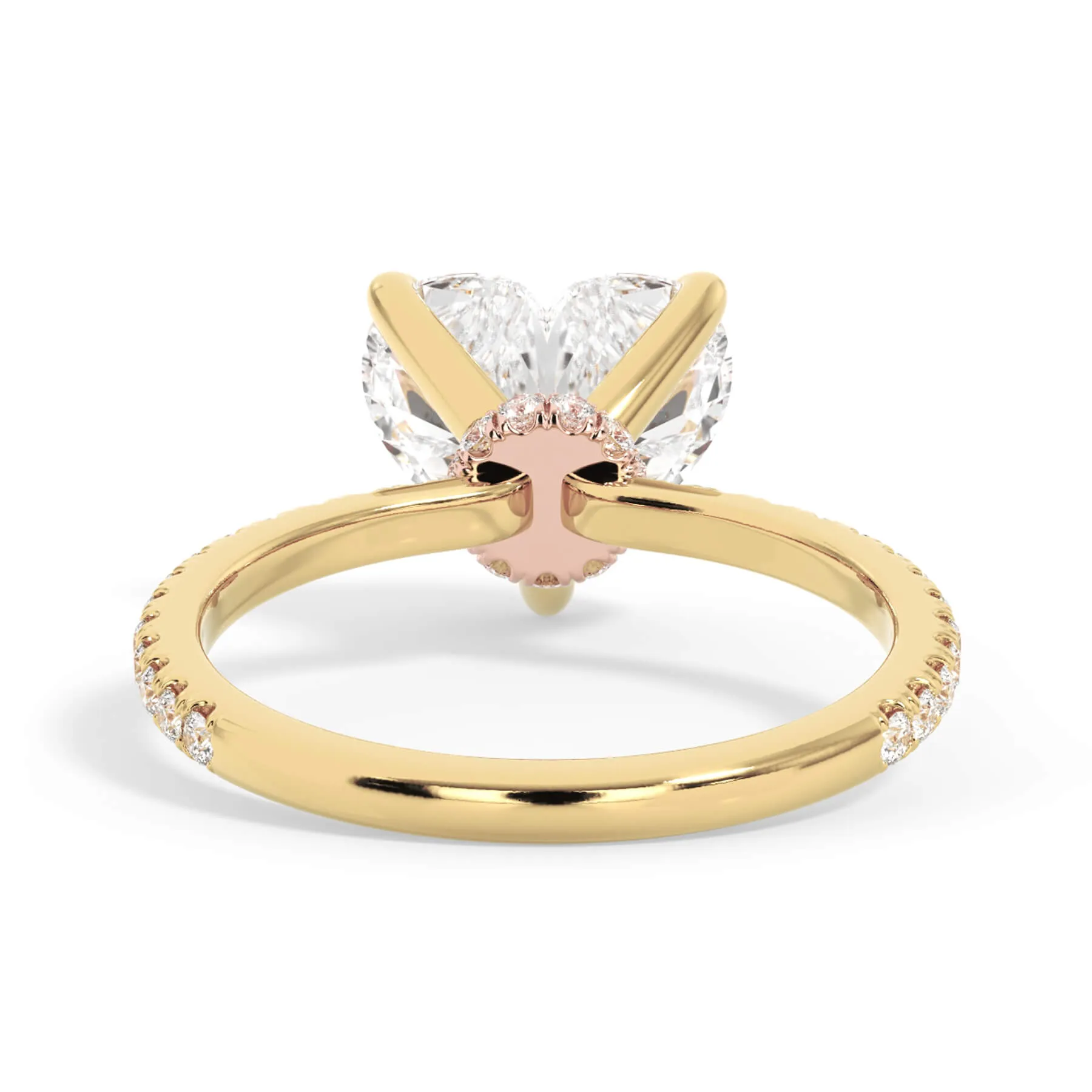 Under Halo with Diamond Shank Engagement Ring - Rose Gold Wrap