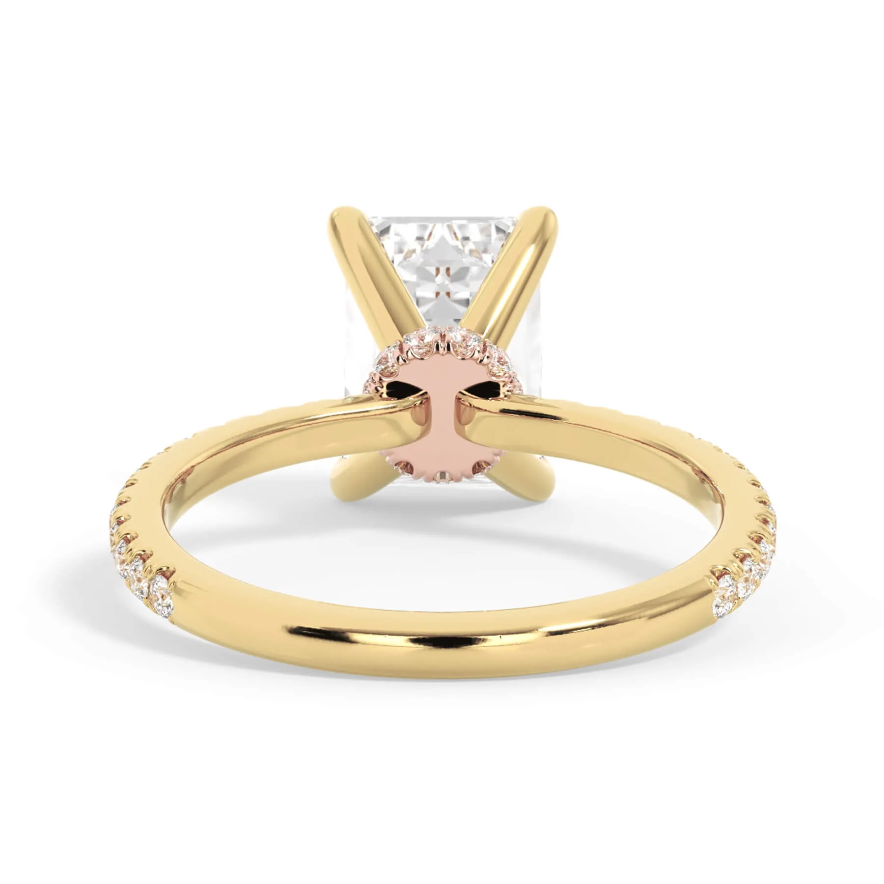 Under Halo with Diamond Shank Engagement Ring - Rose Gold Wrap