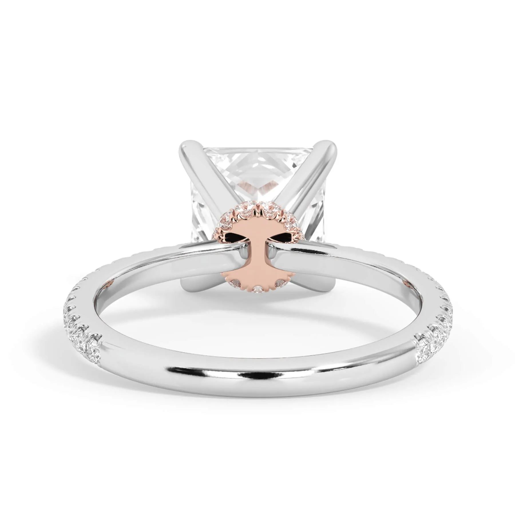 Under Halo with Diamond Shank Engagement Ring - Rose Gold Wrap