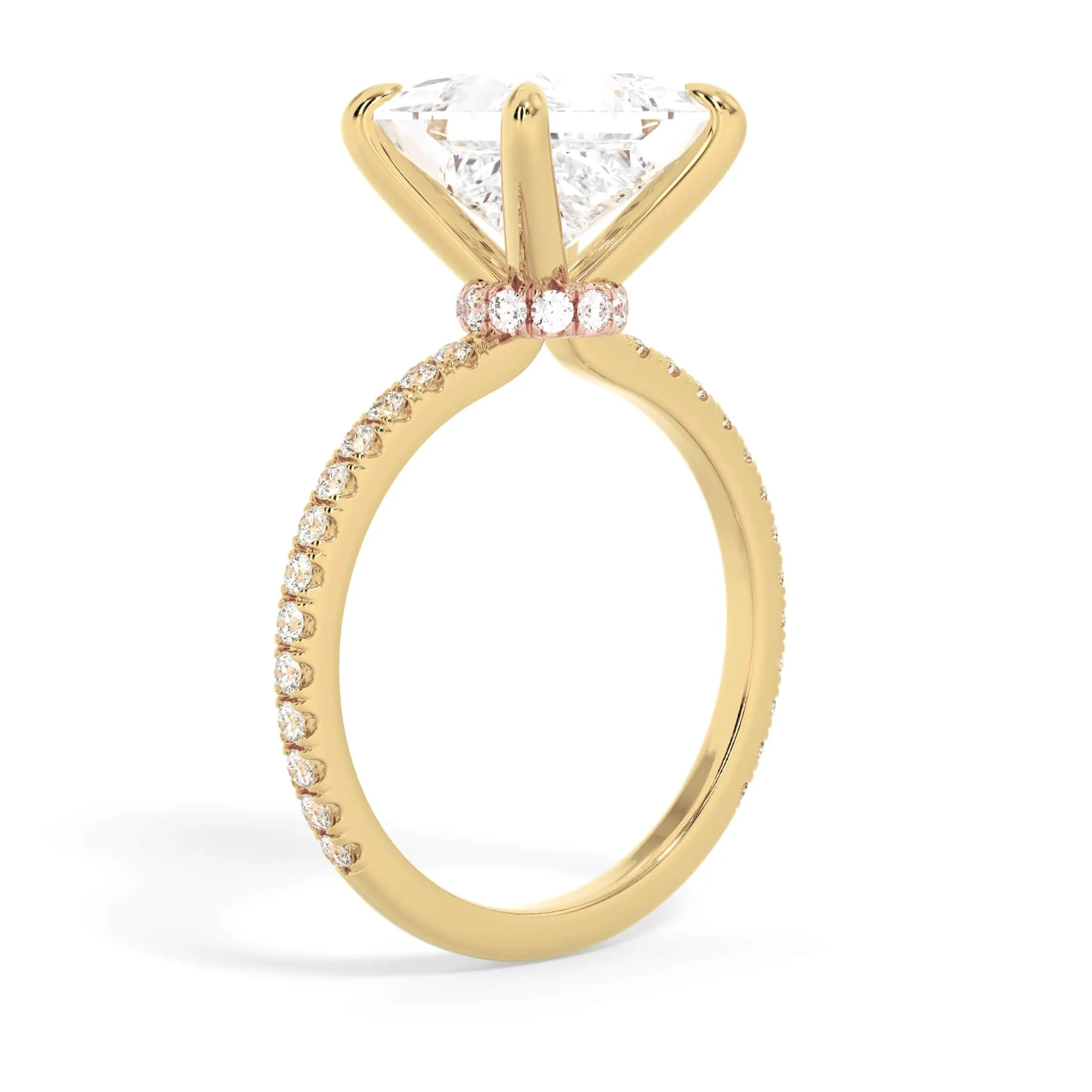 Under Halo with Diamond Shank Engagement Ring - Rose Gold Wrap