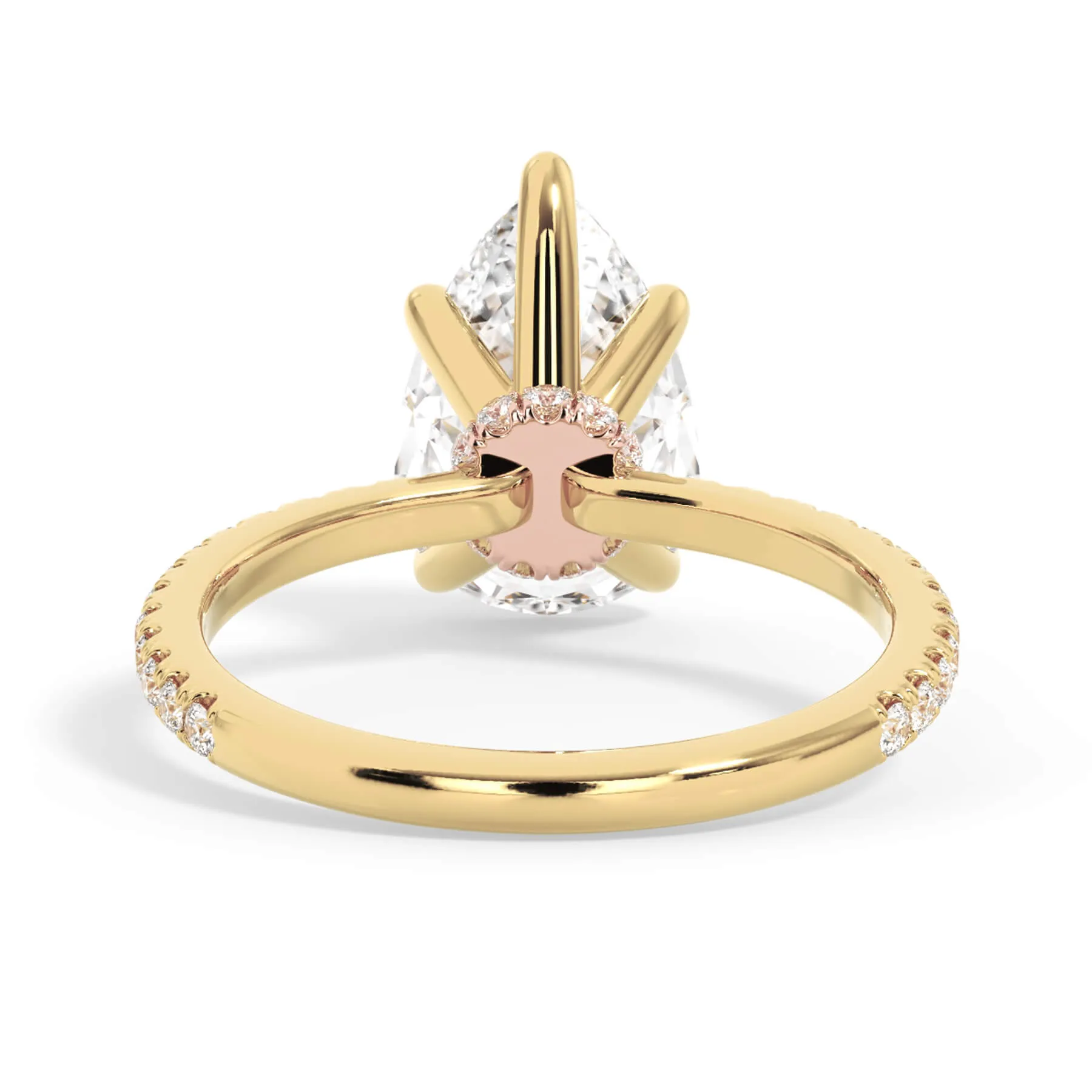 Under Halo with Diamond Shank Engagement Ring - Rose Gold Wrap