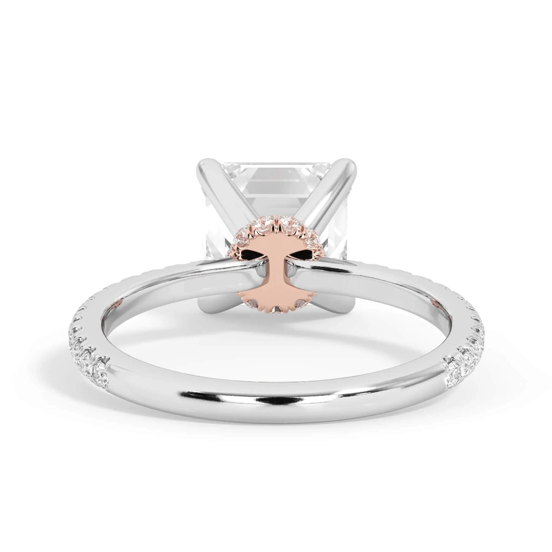 Under Halo with Diamond Shank Engagement Ring - Rose Gold Wrap