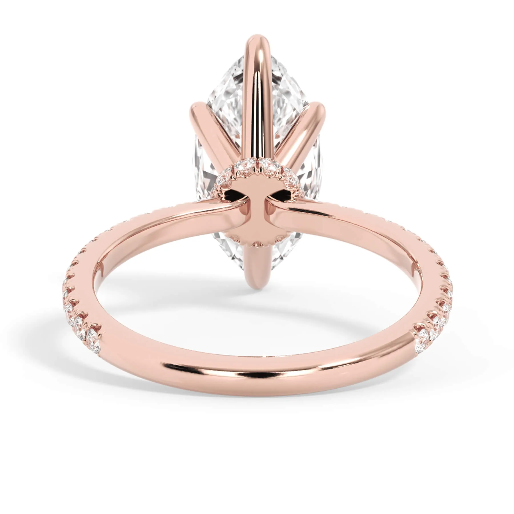 Under Halo with Diamond Shank Engagement Ring - Rose Gold Wrap