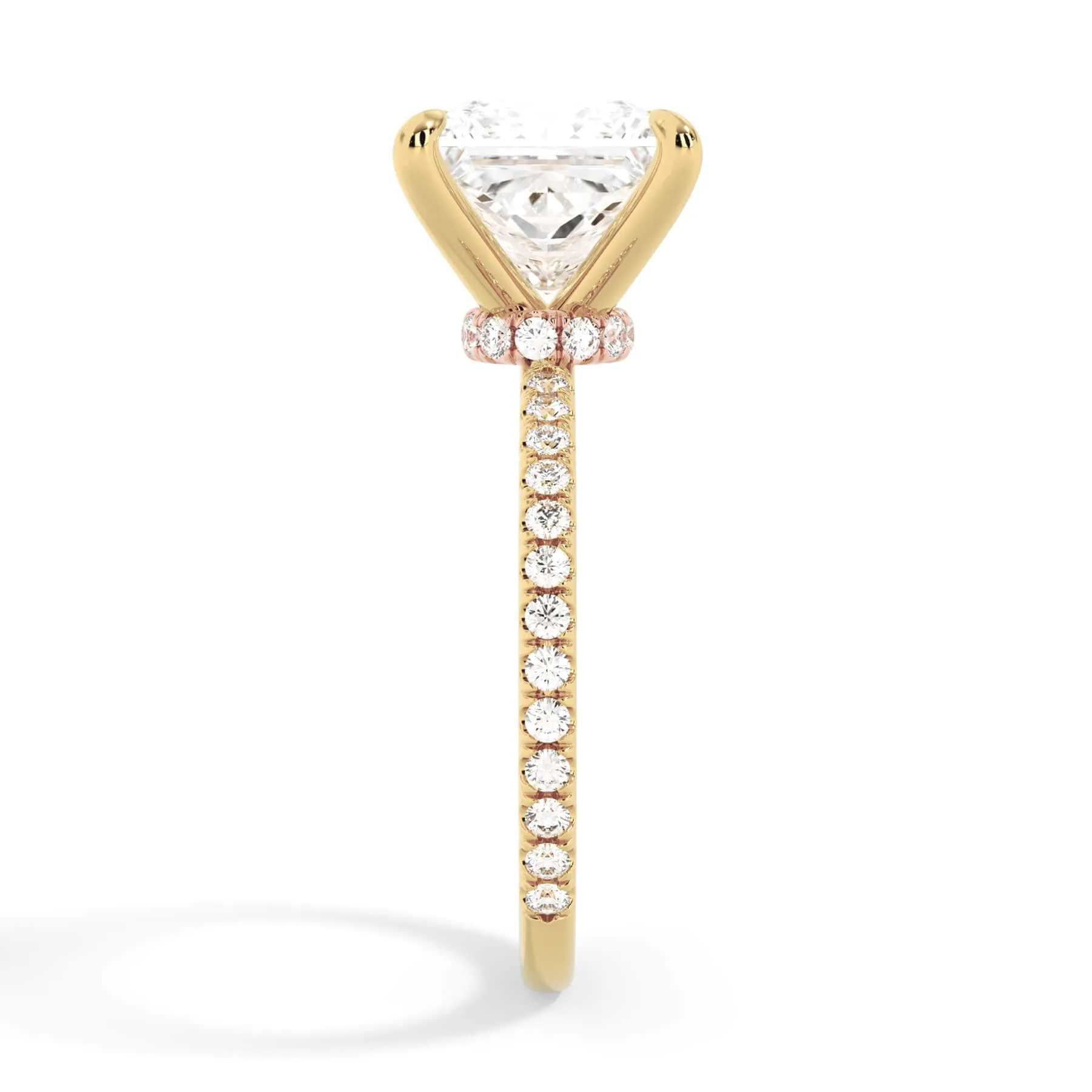 Under Halo with Diamond Shank Engagement Ring - Rose Gold Wrap