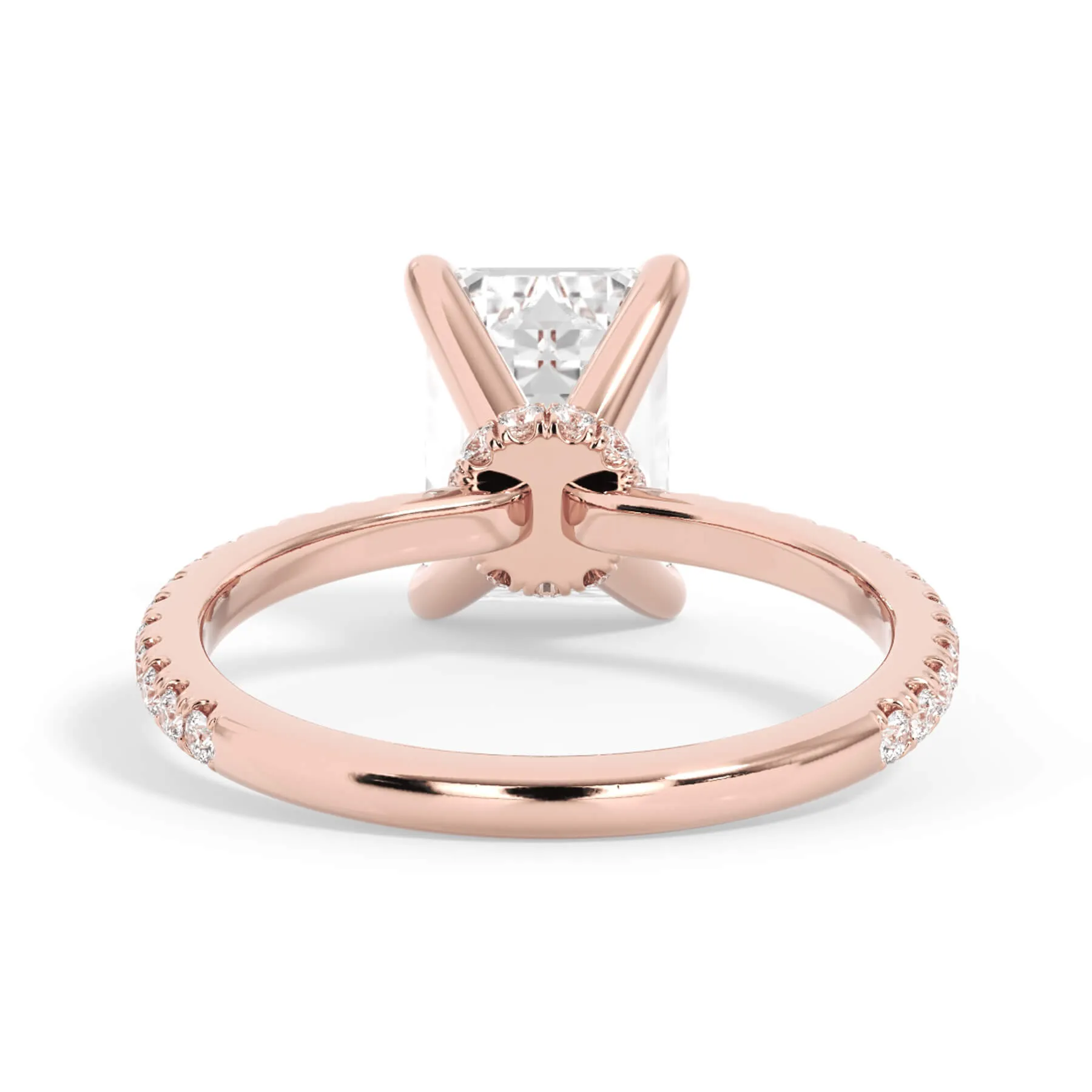 Under Halo with Diamond Shank Engagement Ring - Rose Gold Wrap