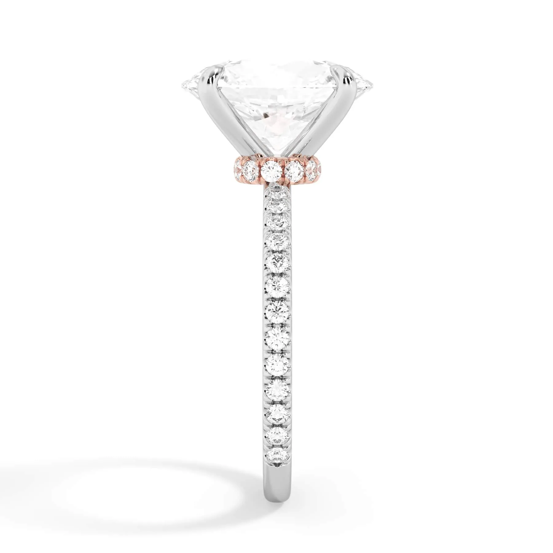 Under Halo with Diamond Shank Engagement Ring - Rose Gold Wrap