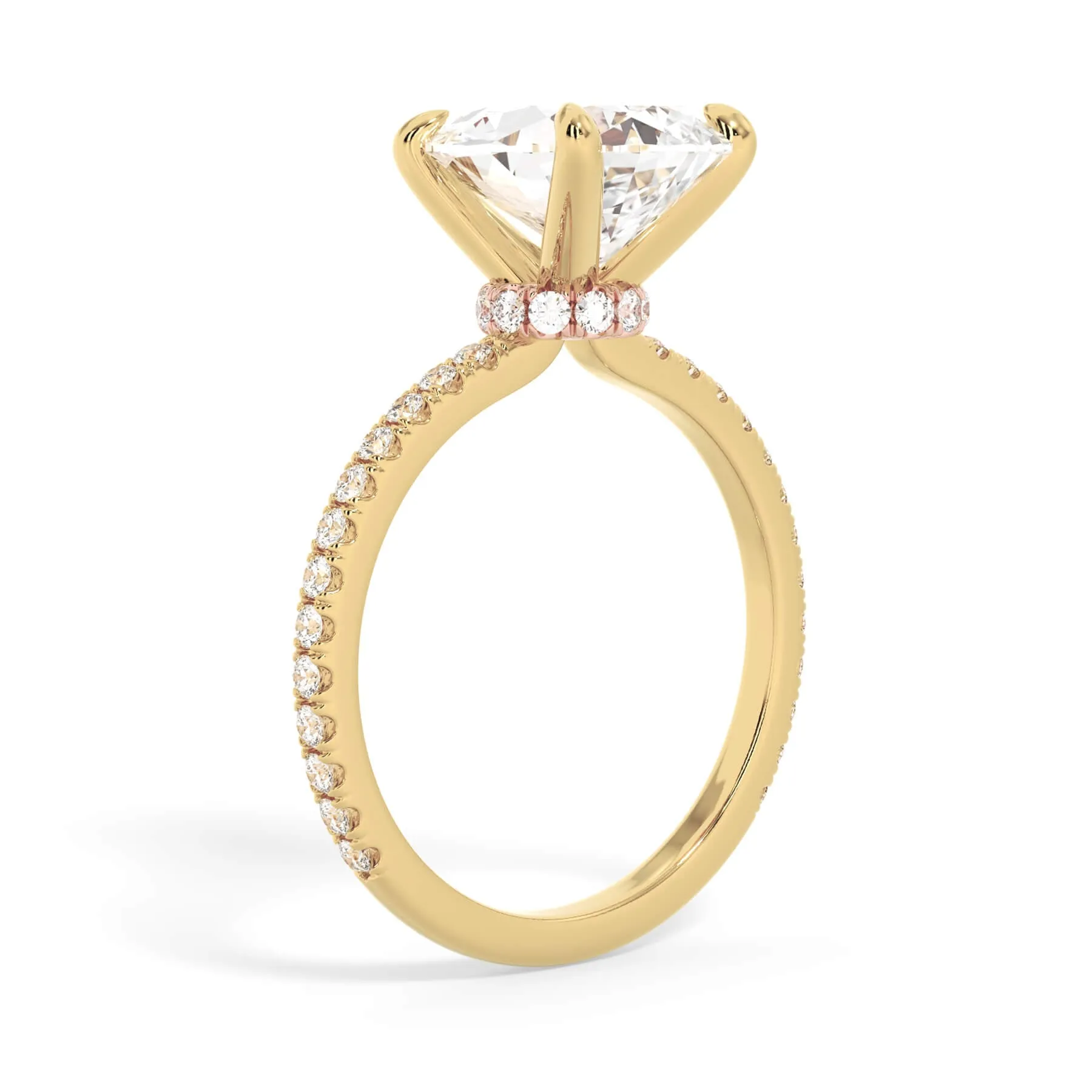 Under Halo with Diamond Shank Engagement Ring - Rose Gold Wrap